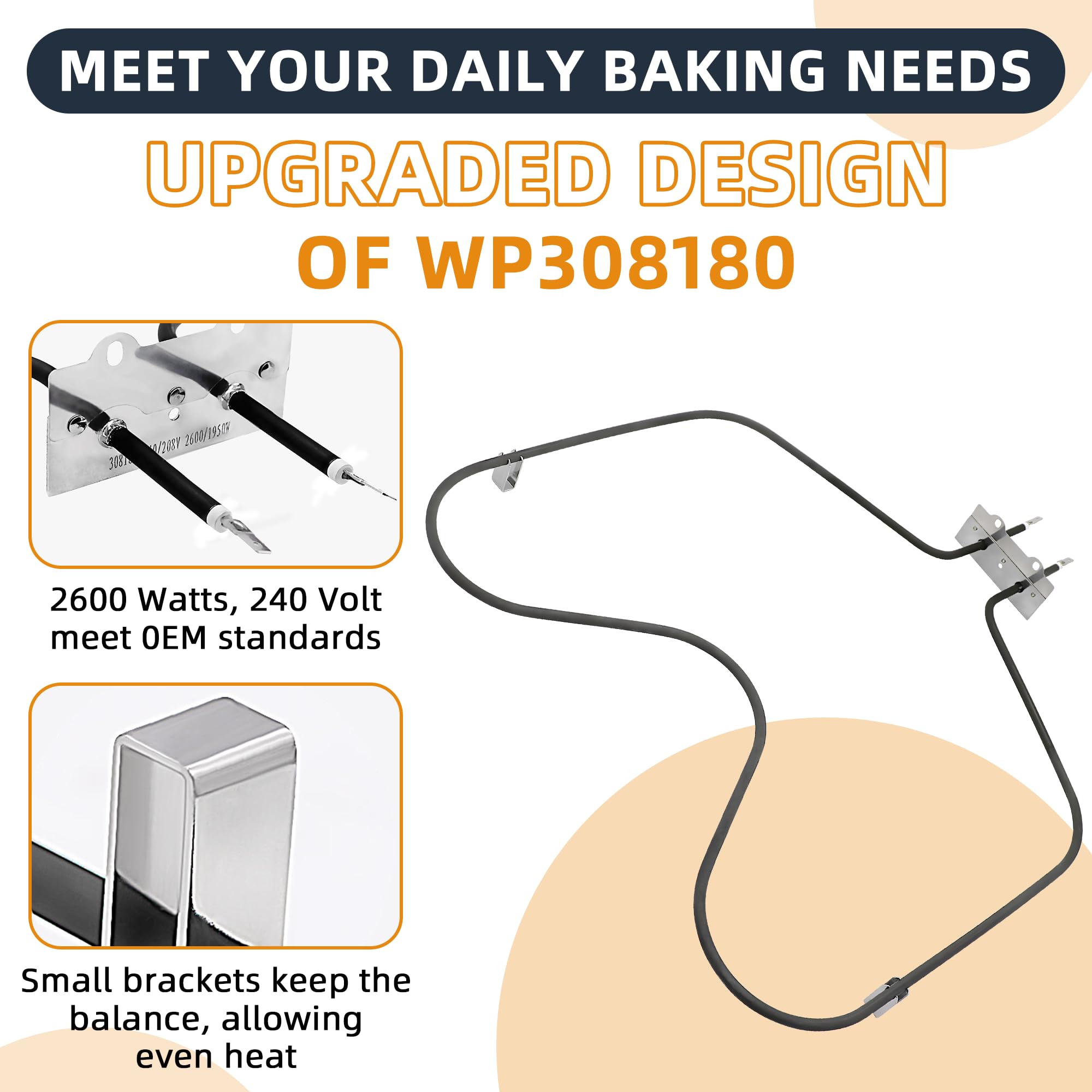 Upgraded WP308180 W10308477 Oven Bake Element Fit for Whirl-Pool - Image 3