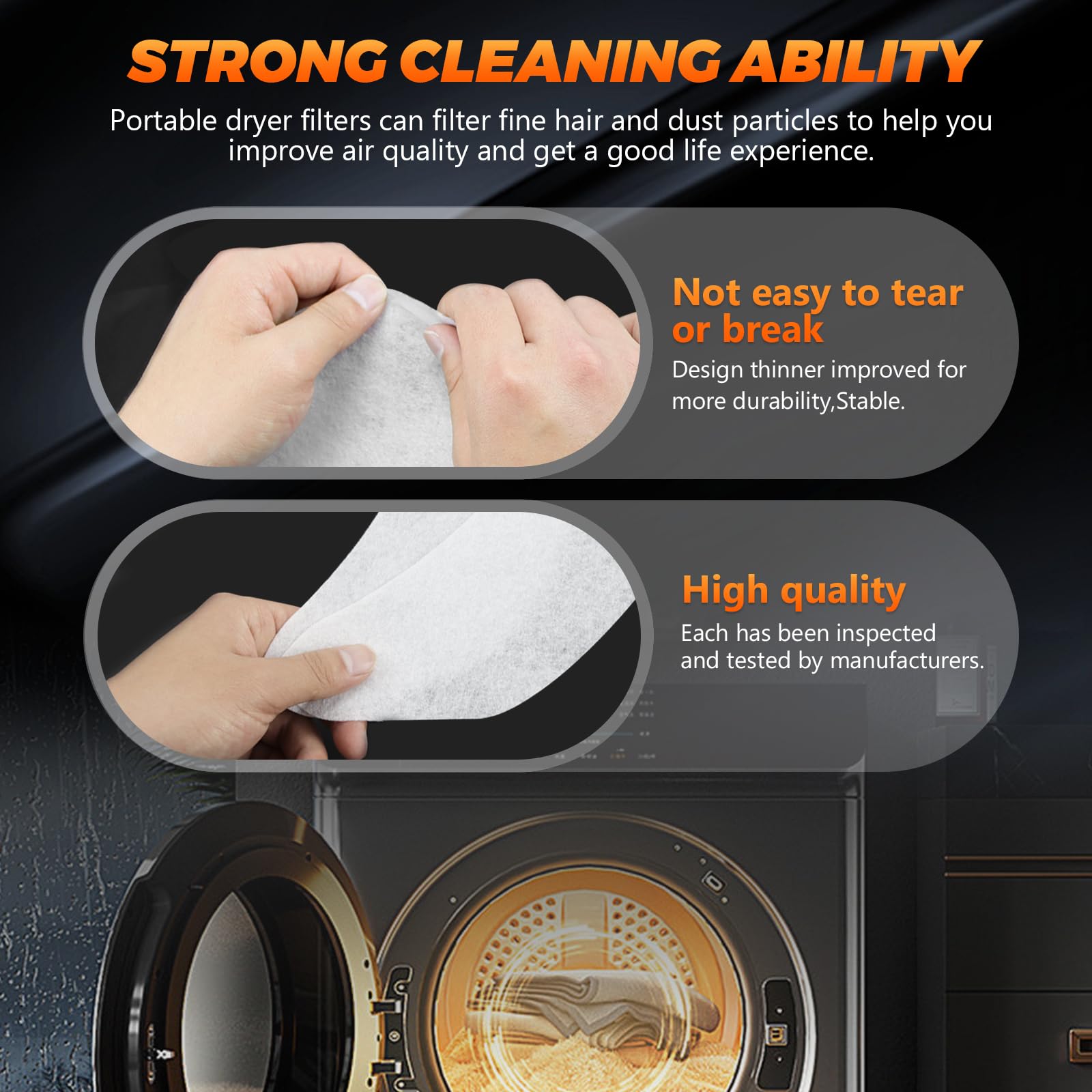 【Polyester Upgrade】20 PCS Dryer Exhaust Filter for Panda by Beaquicy - Lint Filter Cloth Dryer Replacement for Panda Sonya Magic Chef Avanti Dryers - Includes 16 Exhaust Filters & 4 Air Intake Filters - Image 3