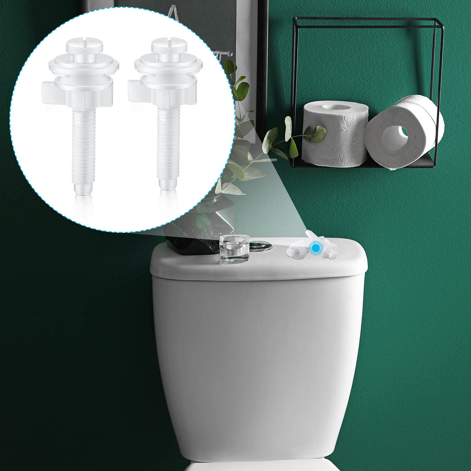 Jetec 2 Pack Toilet Seat Screws Kit, Plastic Bolts Nuts & Washers