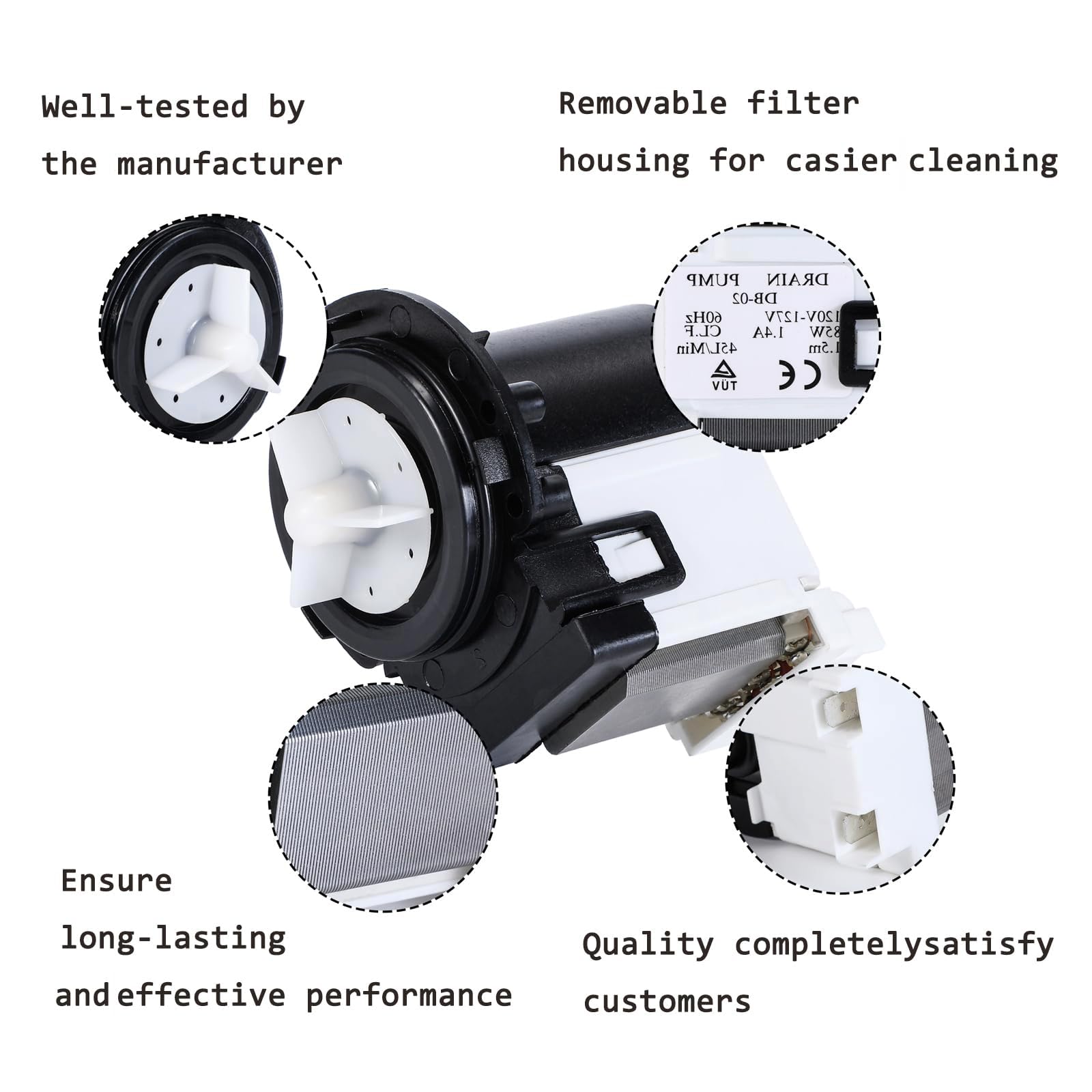 Drain Pump for LG WM2016CW WM3670HVA/HWA WM9000HVA/HWA WM2301HR/HW Washer