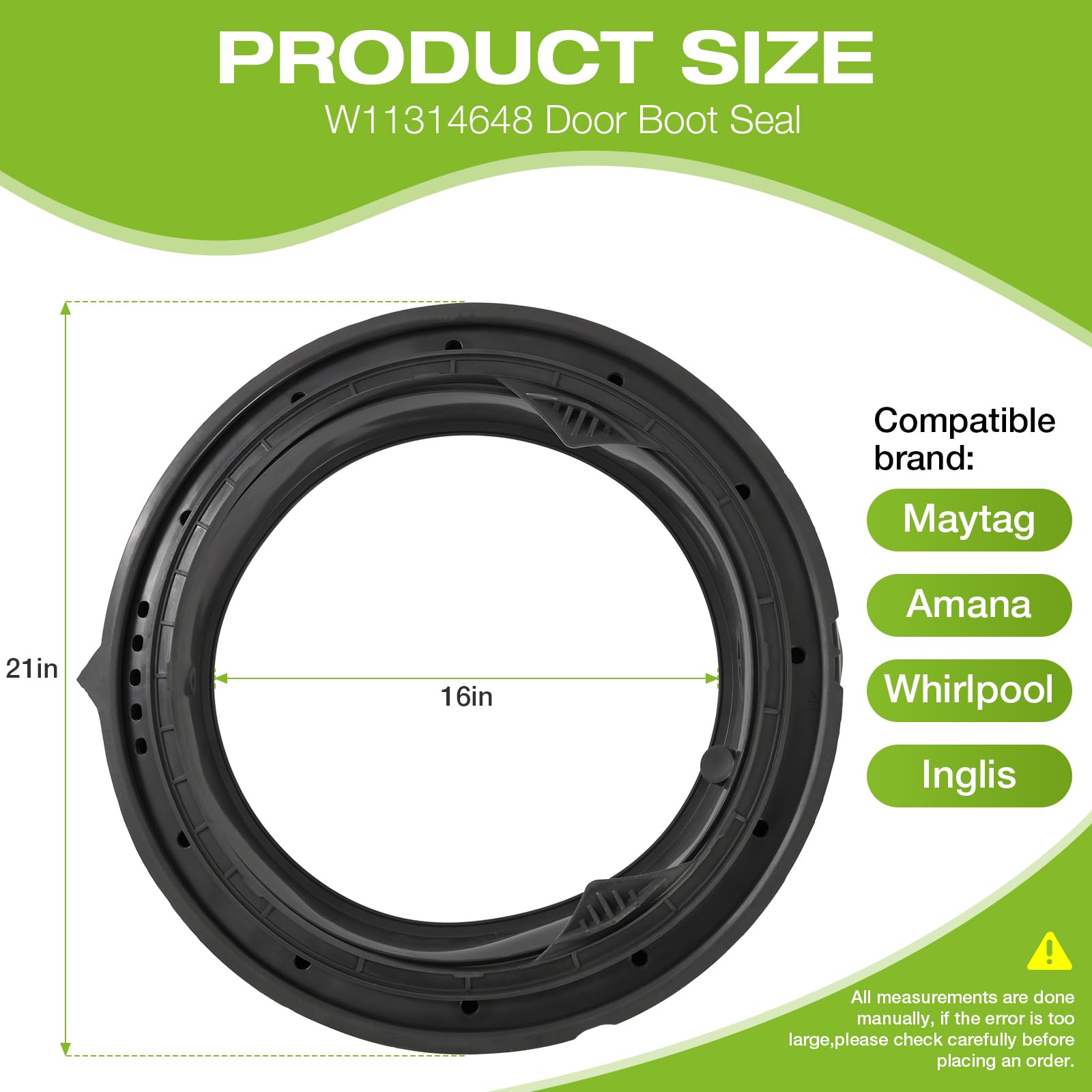 W11314648 Washer Door Boot Gasket Seal Parts Compatible with Whirlpool Washer Door Boot Seal W11314648 Front Load Washer Door Boot Seal Part-Replaces AP6835703, PS12711494, W10897390, 4931032 - Image 4