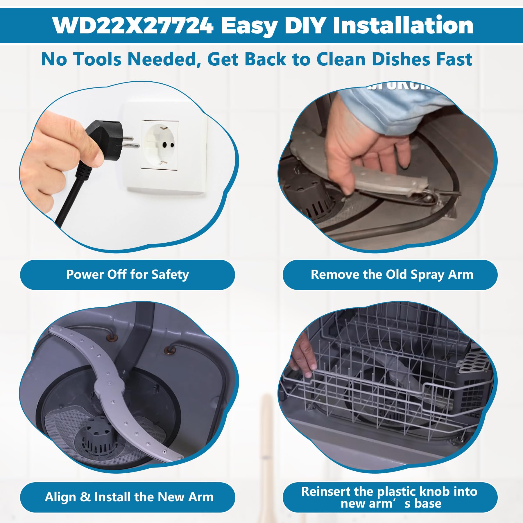 WD22X27724 WD22X33499 Dishwasher Lower Spray Arm Replacement for GE - Image 5