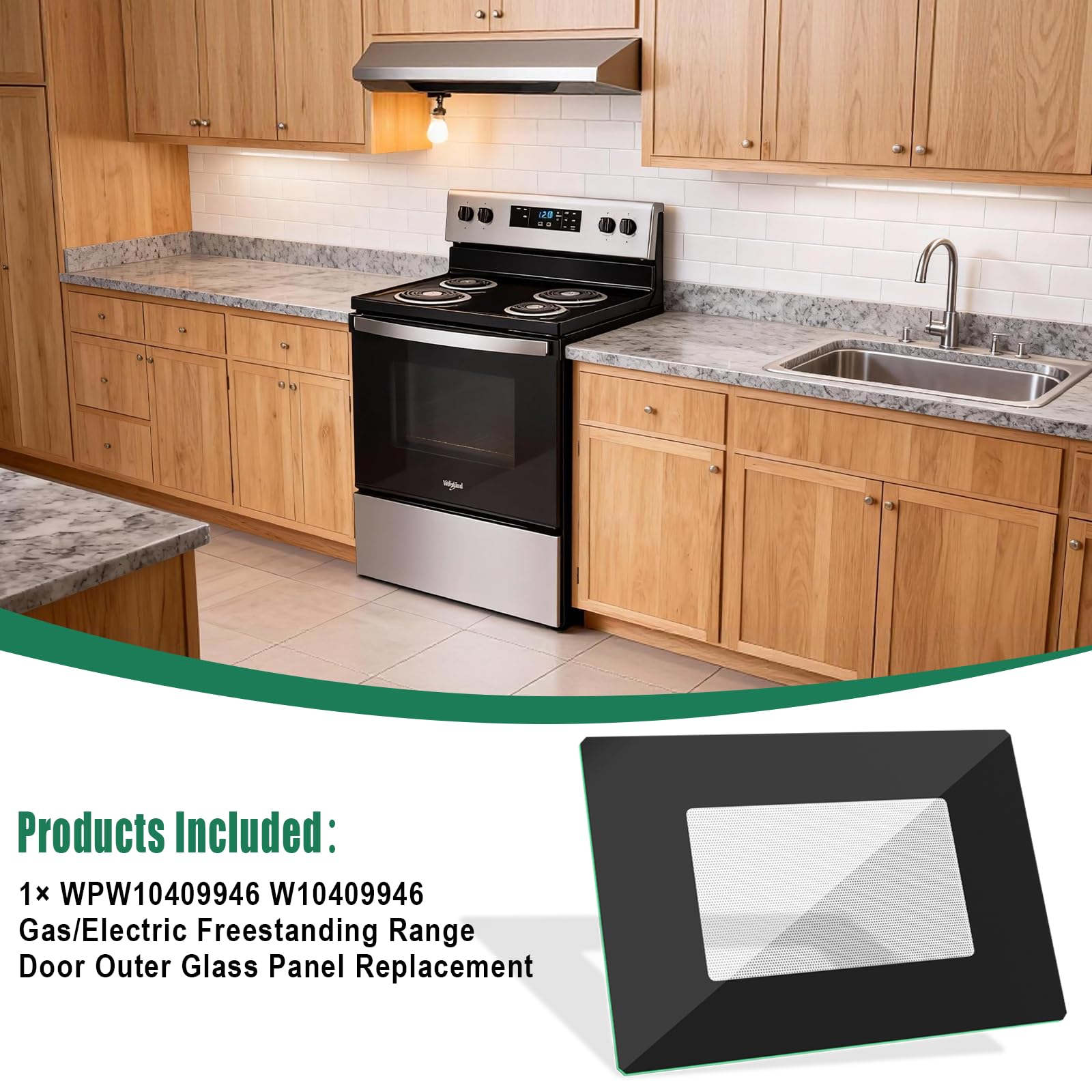 Upgraded WPW10409946 W10409946 Gas/Electric Freestanding Range Oven Stove Door Outer Glass Panel Replacement Compatible with Whirlpool Gas/Electric Range Oven Stove Parts 2210188 AP6021060 PS11754380 - Image 6