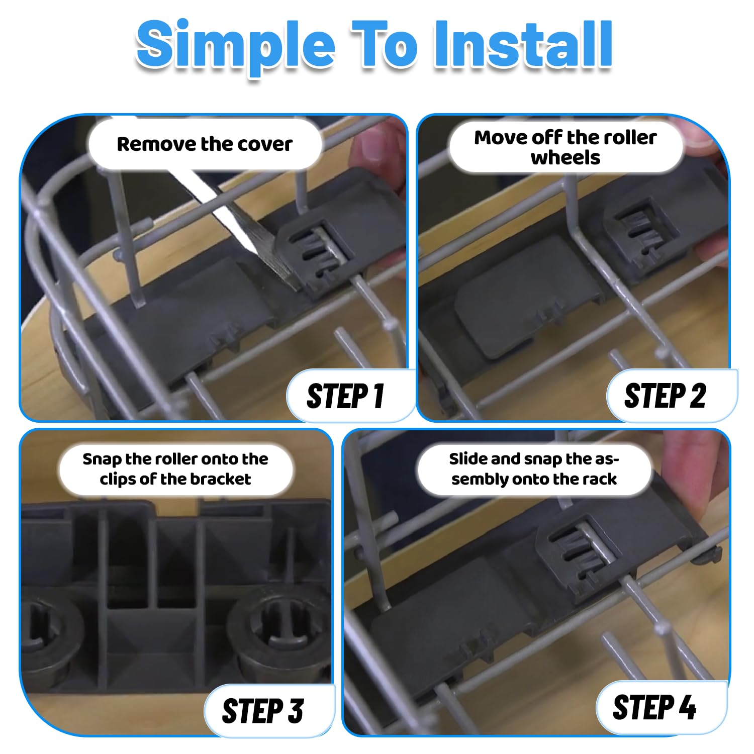 WD28X26099 Dishwasher Lower Rack Replacement for GE Dishwasher Bottom Rack WD28X26099 Bottom Dishrack for GE Dishwasher Parts Rack GDF510PSM0SS GDT535PSM0SS With Silverware Basket And Roller Kit - Image 7