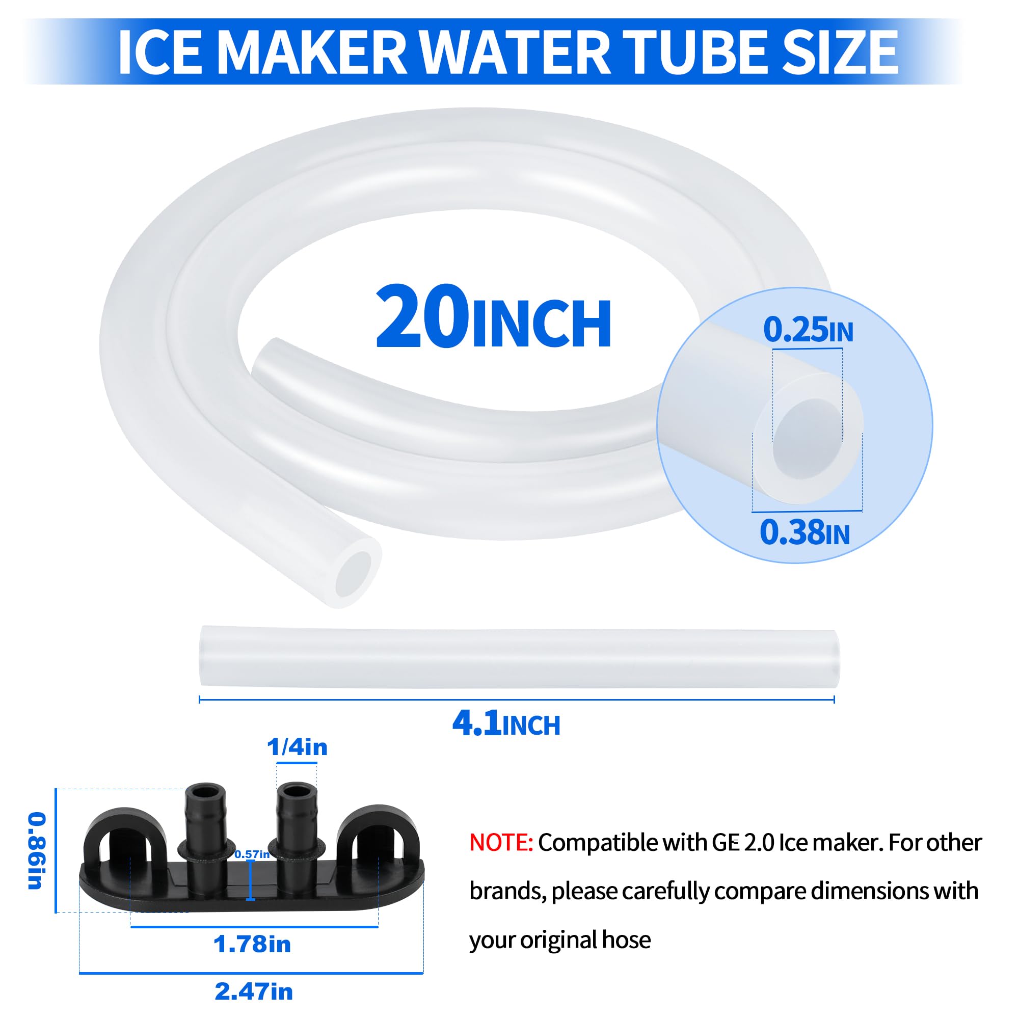 Ice Maker Drain Tube Fit for GE 2.0, Water Line Replacement for Original GE Opal Nugget Countertop Ices Maker, External Silicone Water Tube Fit for Opal Ice Maker Tubing Replacement Parts - Image 7