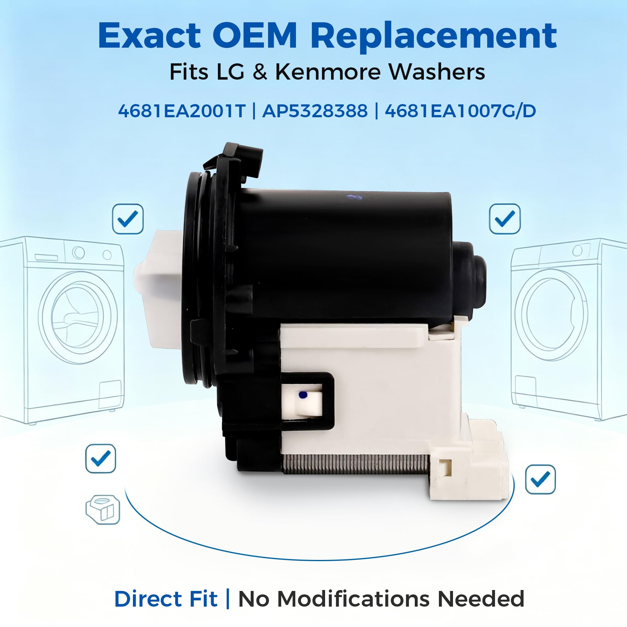 OEM 4681EA2001T Washer Drain Pump for LG - Image 5