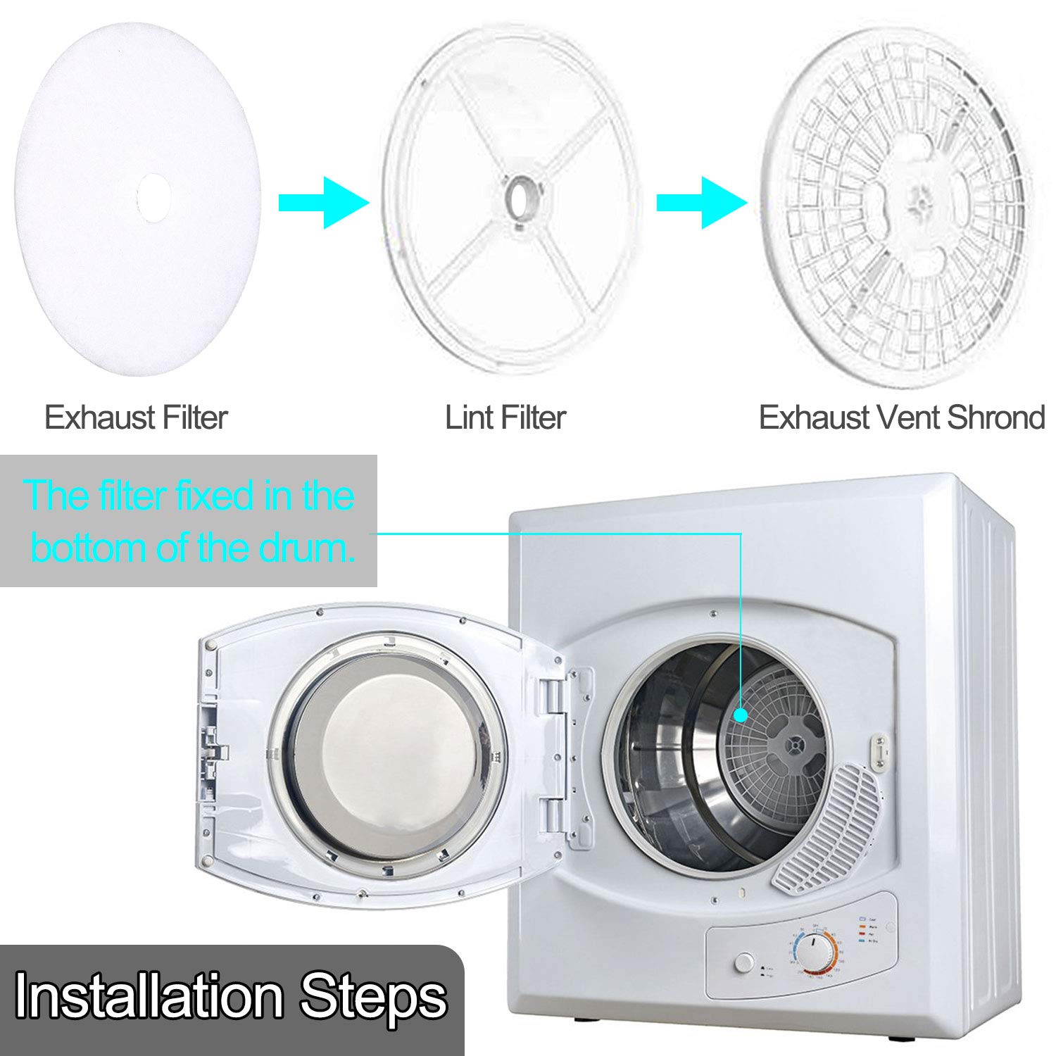 20 PCS Dryer Exhaust Filter for Panda-365 days QA-Lint Filter Cloth Dryer Replacement Include 16 Exhaust Filters & 4 Air Intake Filters fit for Son.ya, A.vant, Magic Chef Dryers-BY AMI PARTS - Image 5