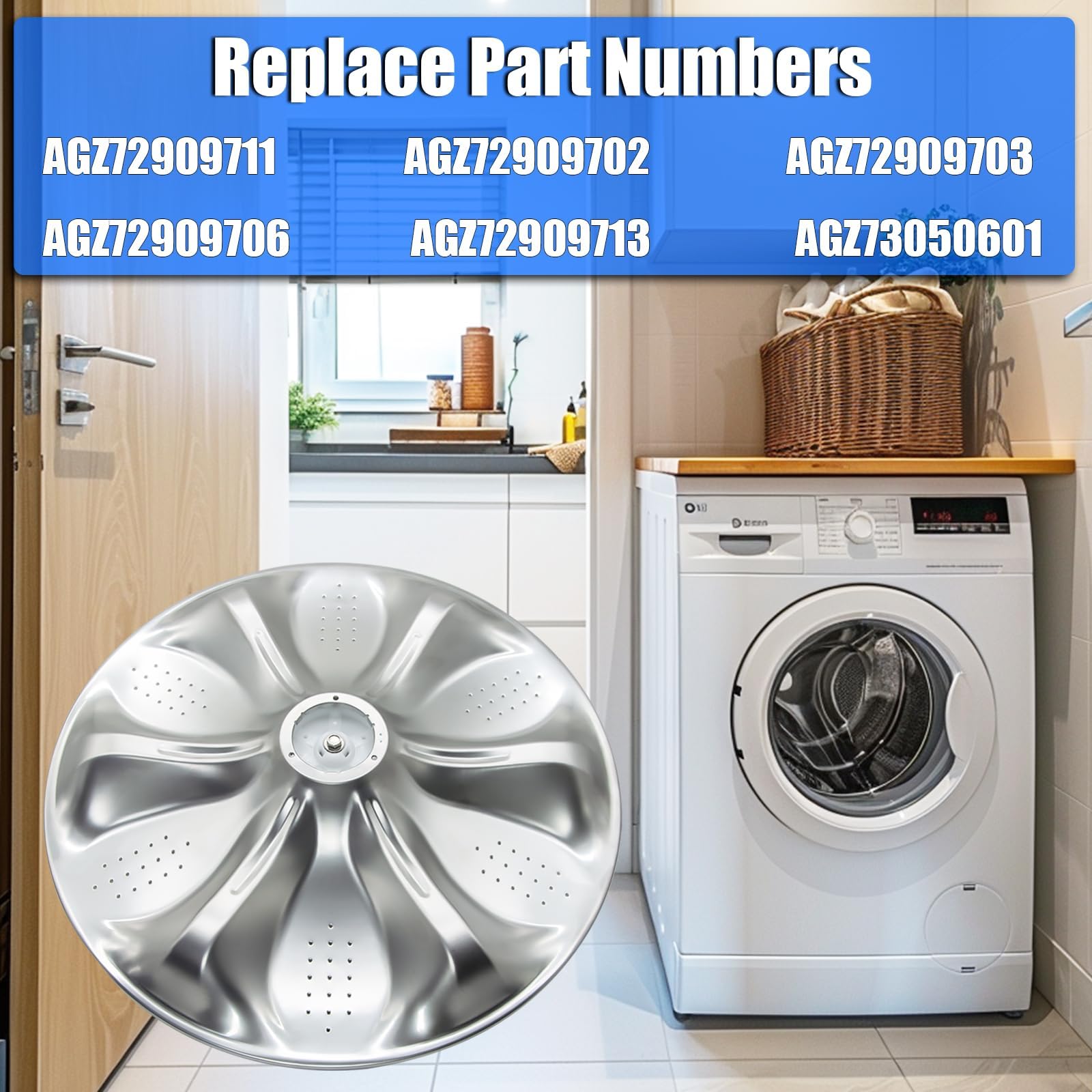 AGZ72909711 Agitator Plate With 5006EA3009B Washer Pulsator Cap, Washplate Pulsator Assembly Compatible with Kenmore, LG Washer, Replaces AP6800730, AGZ72909702, AGZ72909713, AGZ72909703 - Image 5