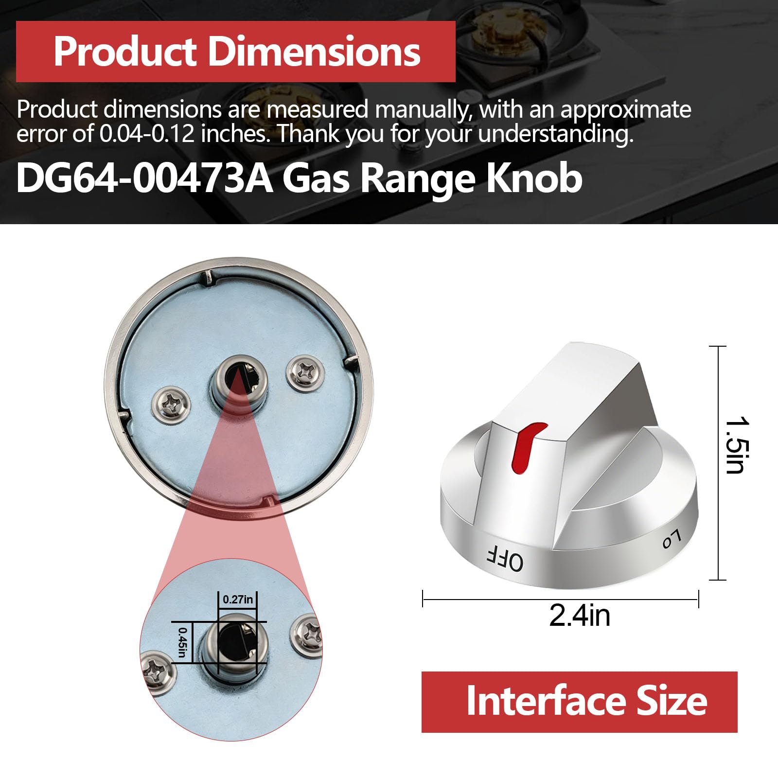 DG64-00473A for Samsung Stove Knob Replacement, with Upgraded Stainless Steel Reinforced, Replacement for Samsung Gas Range/Oven/Stove - Image 5