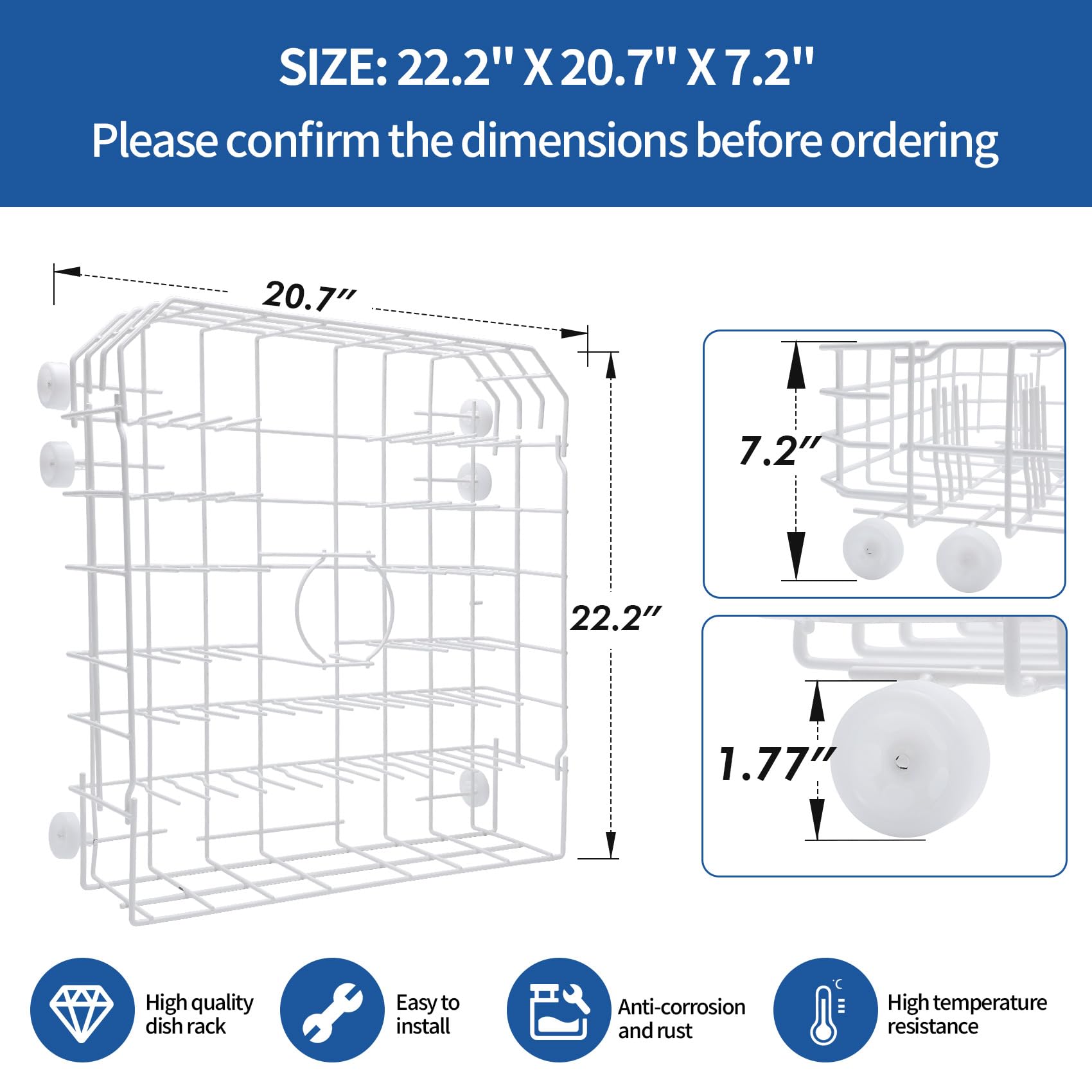 WD28X31819 WD28X10284 Replacement Lower Dishwasher Rack Compatible with GE - Image 7