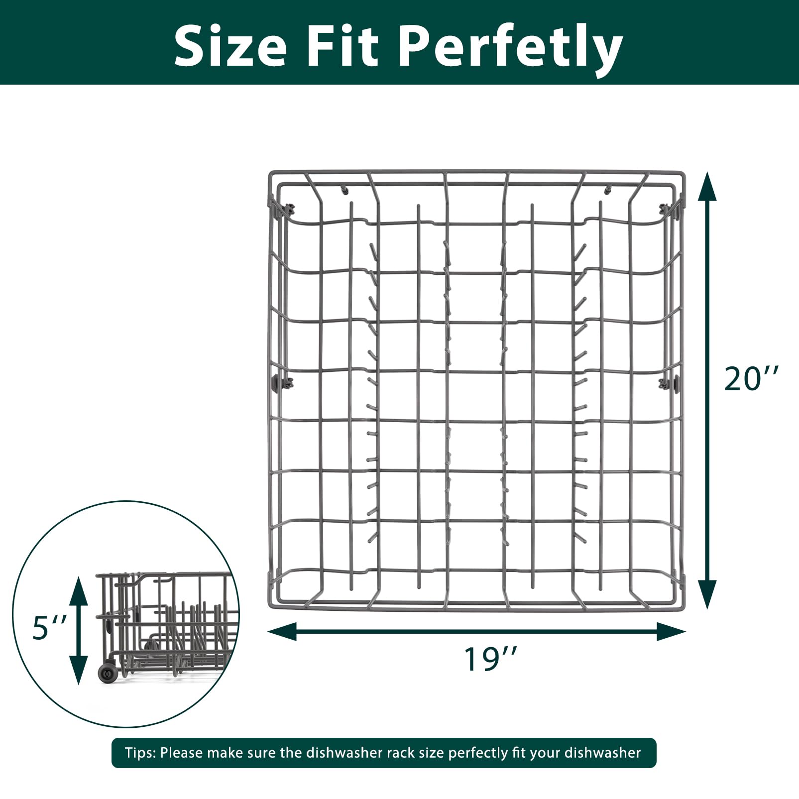 5304535380 Dishwasher Upper Rack Replacement Parts for Frigidaire Dishwasher Upper Basket Drawer Dish Rack Kenmore Crosley FFCD2413US4A FBD2400KB12B FFBD2406NS9B Top Dishrack Tray Assembly 1 Pack - Image 5