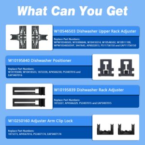 WPW10546503 Top Rack Adjuster Kit Replacement for KitchenAid Dishwasher