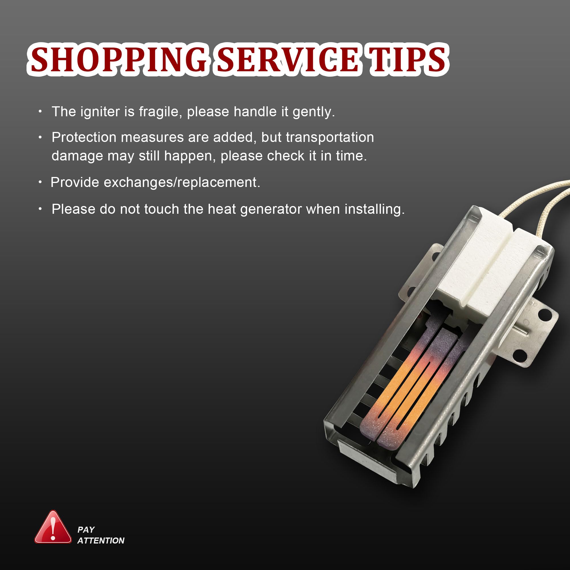 GEIparts WB13K21 Oven Igniter for Gas Stove, Replacement Parts for Range, Replace 5303935066, WB13K0021, WB13T10045, WB13K10026, IG9998, 501A, PS231280, AP2020569 Ignitors - Image 4