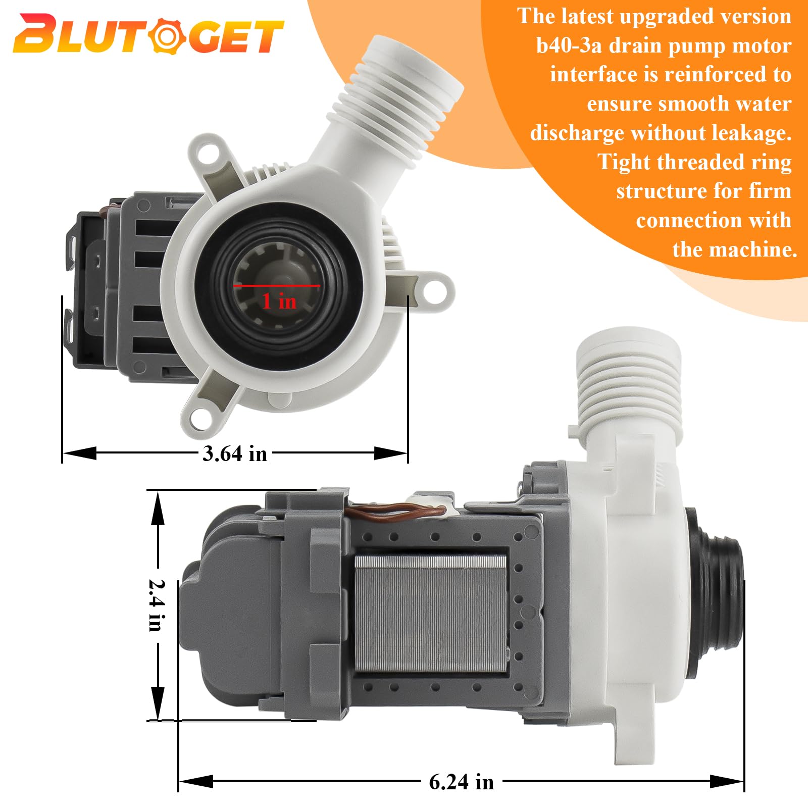 2026 UPGRADE W10276397 Washer Drain Pump by Blutoget -FIT for Whirlpool kenmore May.tag Washer- B40-3A drain pump Replacement for LP397 1874334 AP6018417 PS11751719 EAP11751719-10 Years WARRANTY - Image 7