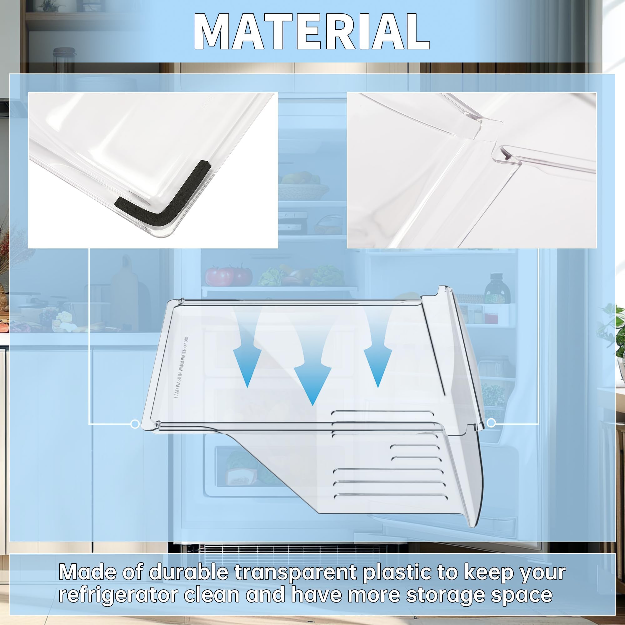 HECASA 240337103 240337102 Refrigerator Crisper Drawer Pan Replacement For - Image 8