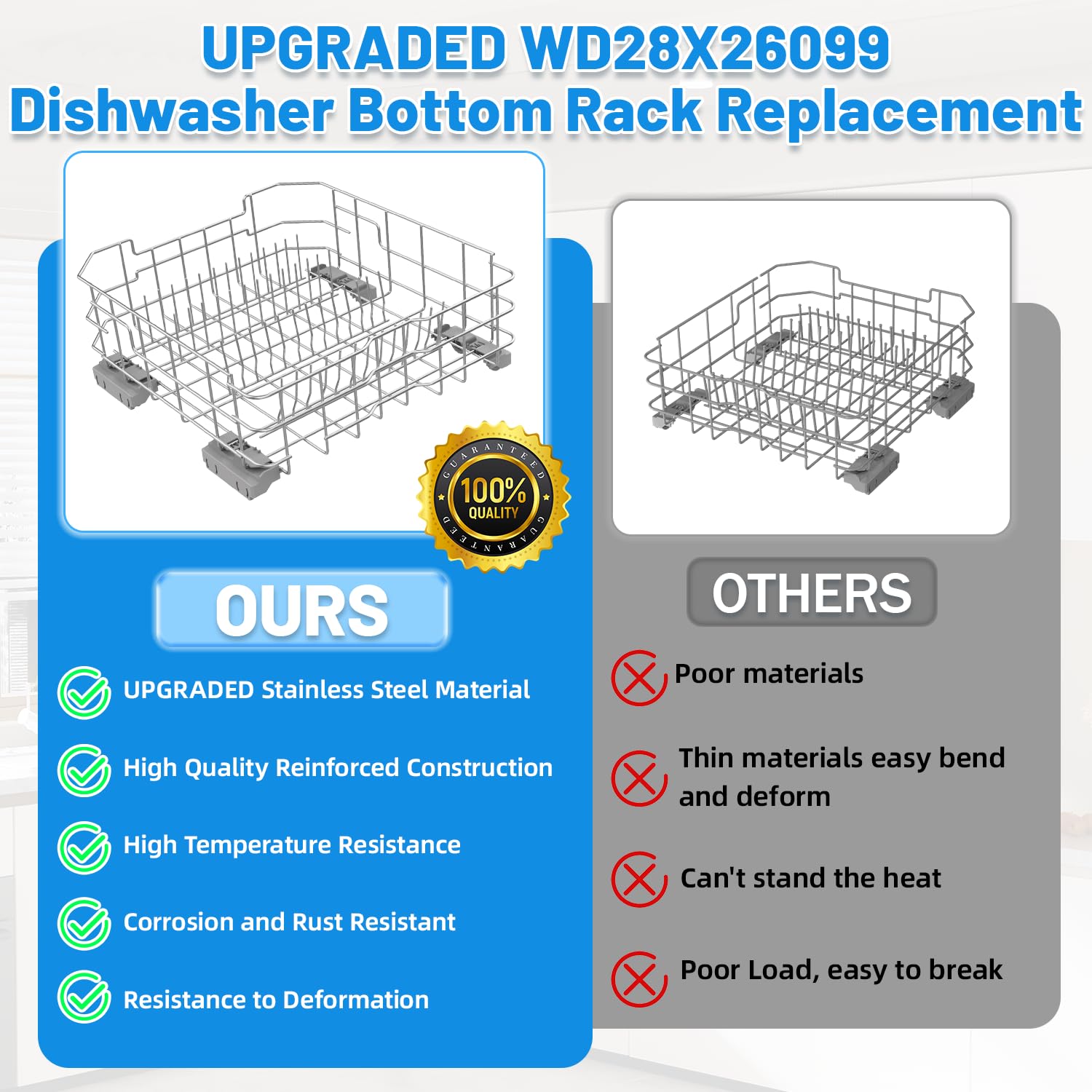 WD28X26099 Lower Rack for GE Dishwasher Rack Replacement,Stainless Steel - Image 8