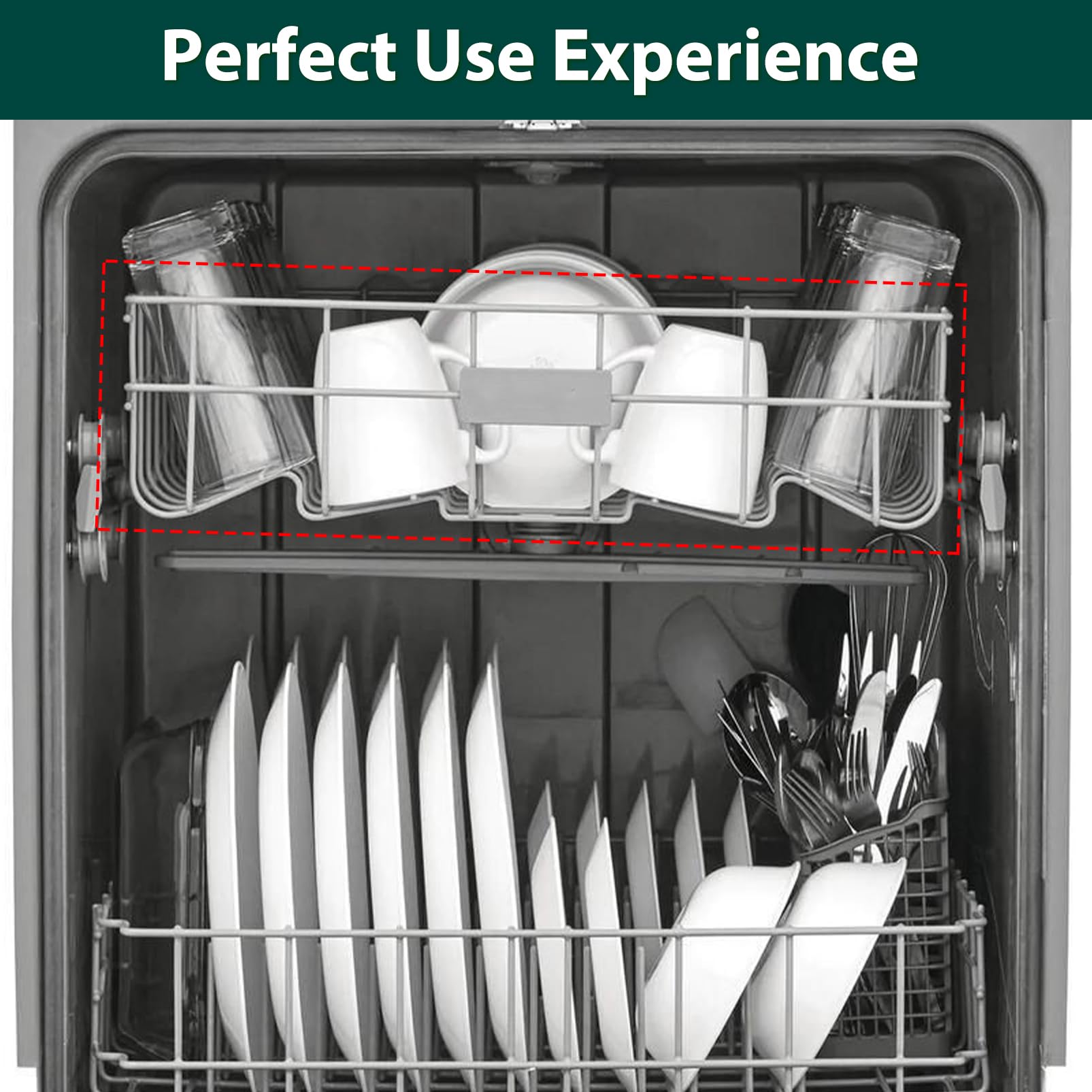 5304535380 Dishwasher Upper Rack Replacement Parts for Frigidaire Dishwasher Upper Basket Drawer Dish Rack Kenmore Crosley FFCD2413US4A FBD2400KB12B FFBD2406NS9B Top Dishrack Tray Assembly 1 Pack - Image 3
