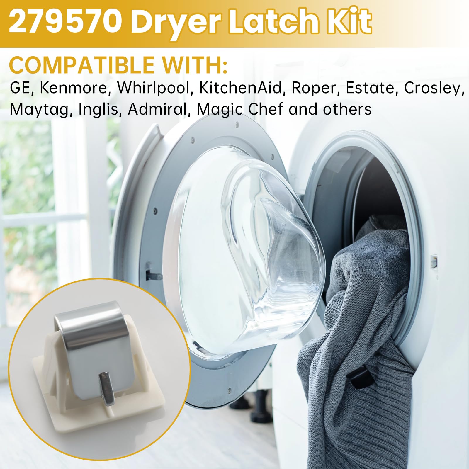 279570 Dryer Door Latch Strike Kit,Durable Replacement Part for Whirlpool, Maytag,Kenmore KitchenAid Roper GE Dryers Dishwasher,AP3094183 696144 690081 PS334230 236877 420198 - Image 4