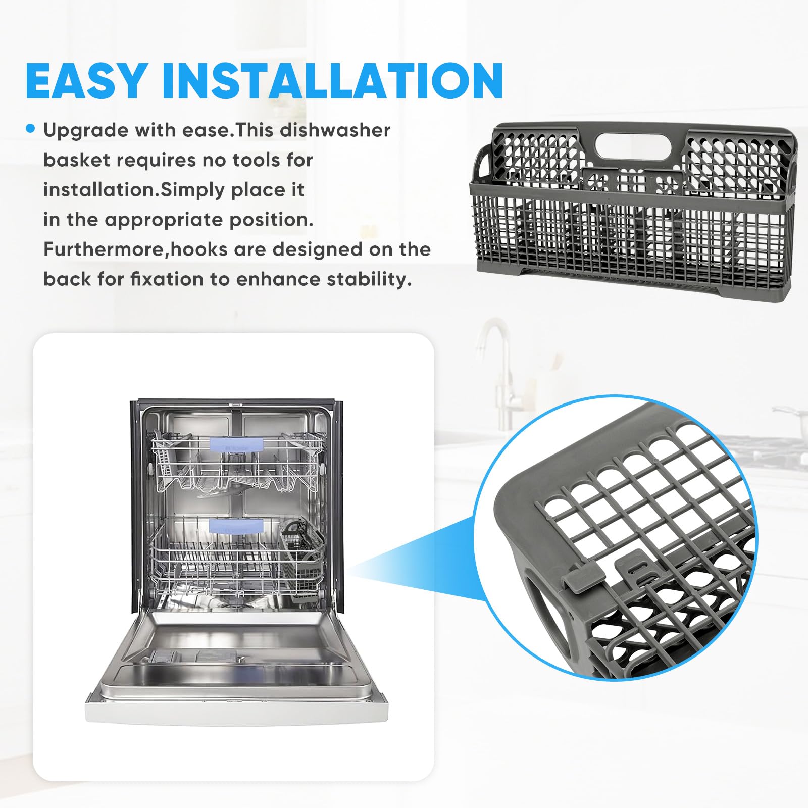 Universal Dishwasher Silverware Basket Replacement WP8562043 8531233 - Image 7