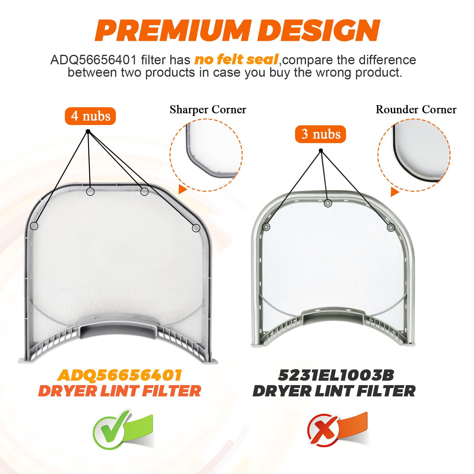 【𝟮𝟬𝟮𝟲 𝘂𝗽𝗴𝗿𝗮𝗱𝗲】ADQ56656401 DLEX3700W DLE3400W DLE3500W Dryer Lint Filters replacement for LG kenmore by Beaquicy-Positively reviewed for sturdiness with UPGRADED STAINLESS STEEL METAL SCREEN - Image 6