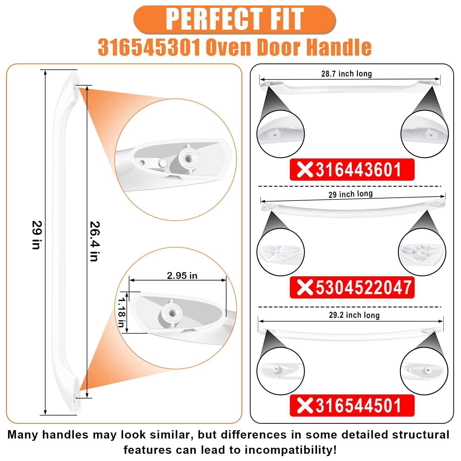 Upgraded 316545301 Oven Handle for Frigidaire Stove Door Handle Replacement - Image 3