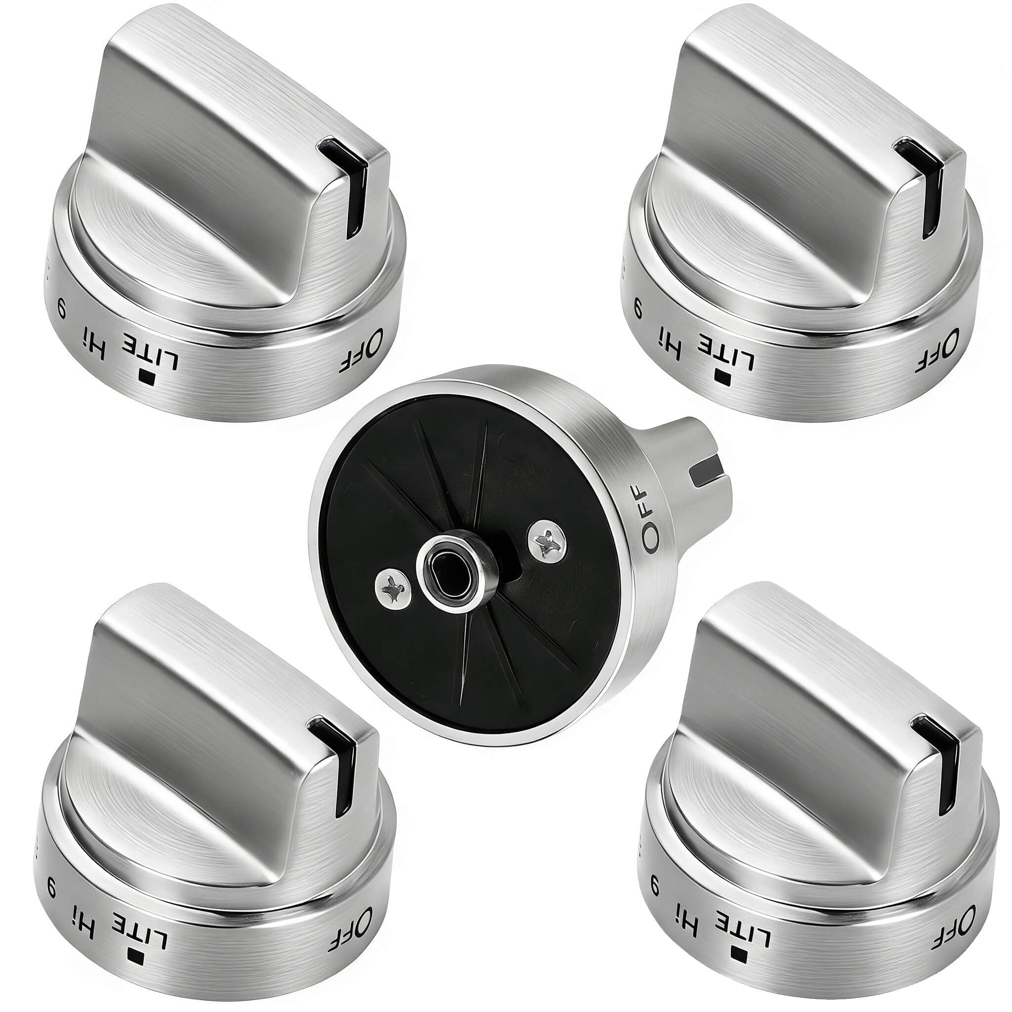 Stainless Steel WB03X24818 Gas Stove Knobs Replacement for GE Range Stove
