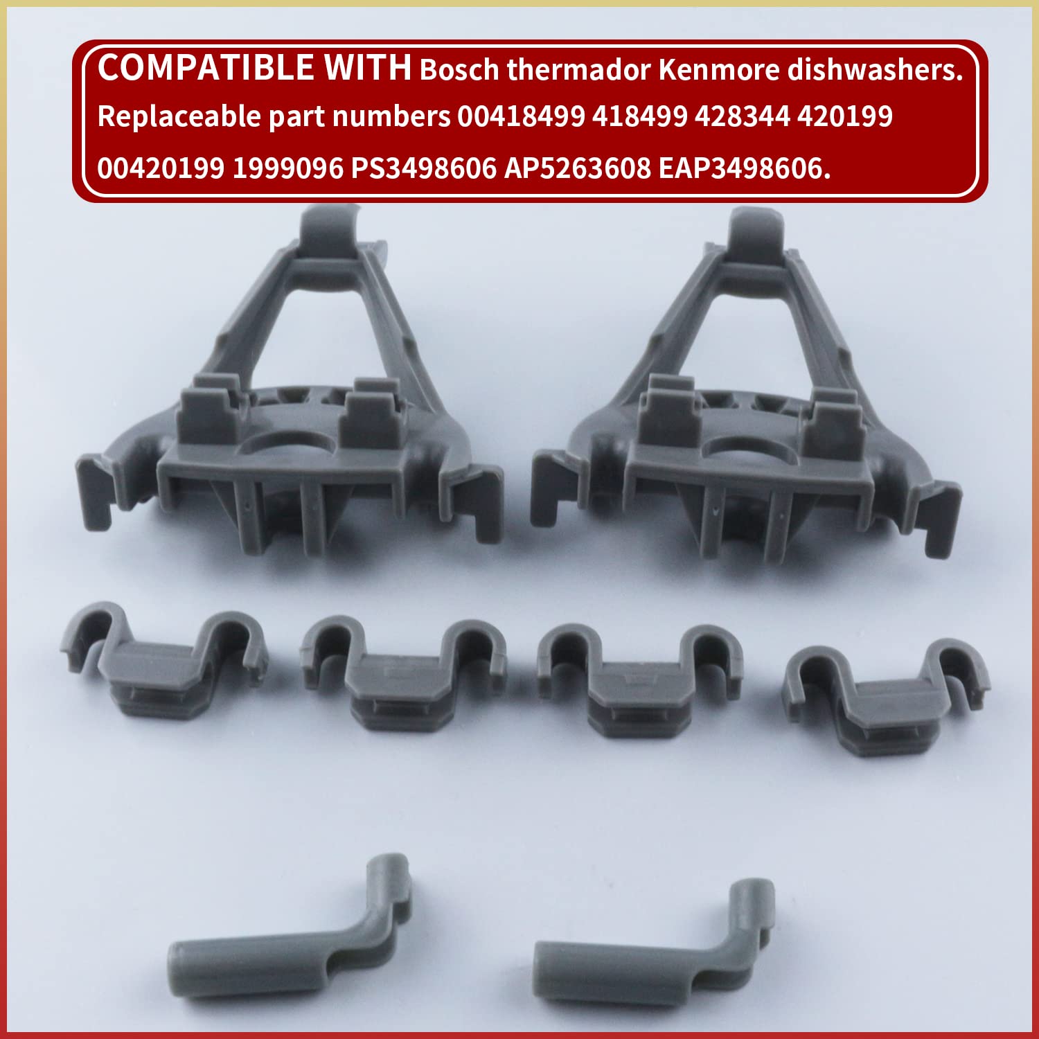00428344 Dishwasher Bearing Lower Rack Flip Tine Clip Kit Replacement Part Compatible With Bosch Thermador Kenmore Dishwasher Replaces for 418499 00418499 428344 420199 00420199 1999096 - Image 7
