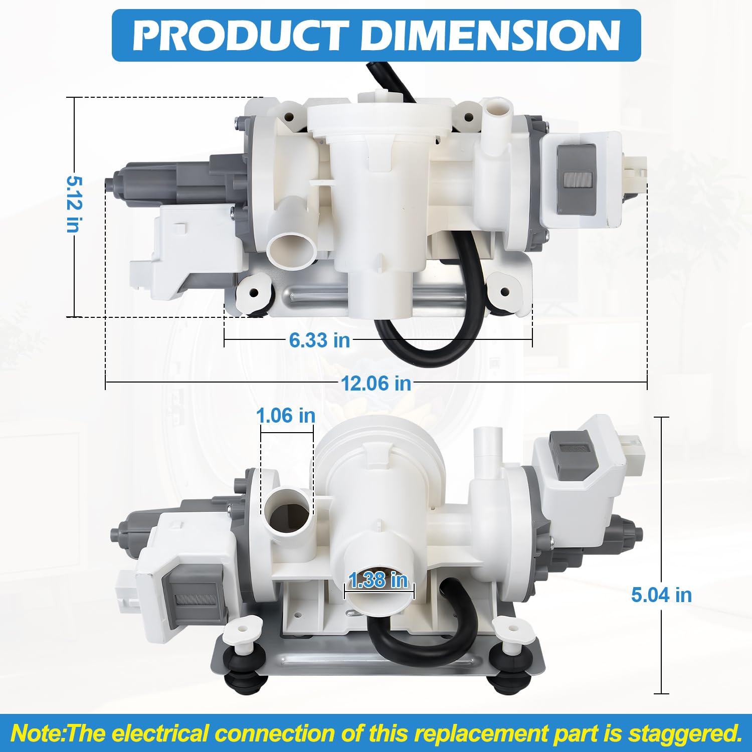 Upgraded W11458345 Washer Drain Pump W10918608 W11316609 W11319789 - Image 5