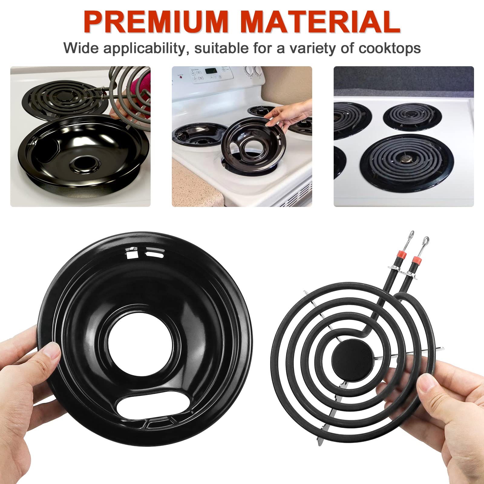 AMI PARTS W10290350 W10290353 Black Porcelain Burner Drip Pans - Image 3