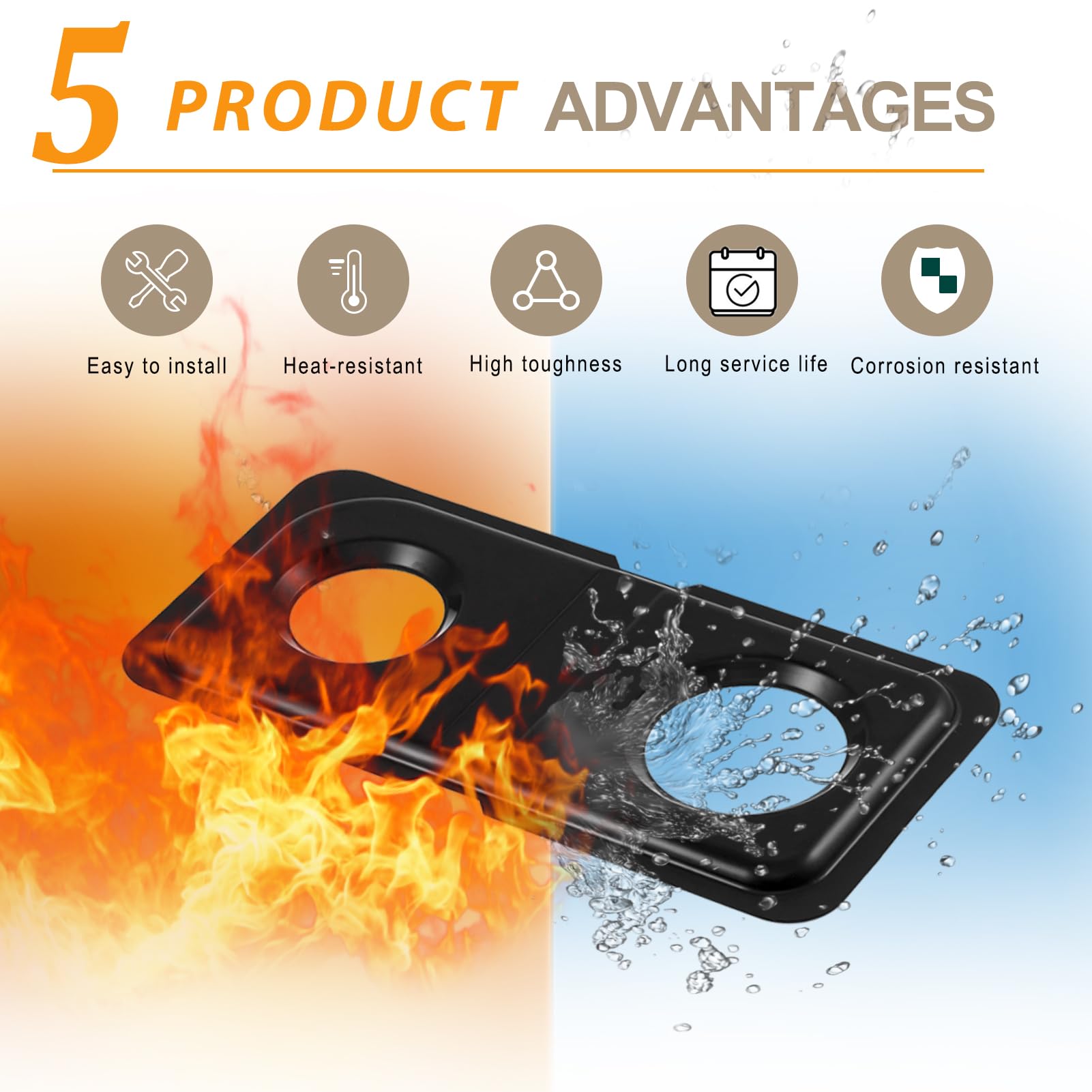Upgraded Drip Pans Replacement for GE Hotpoint Gas Stove Drip Tray WB34K10009 Right WB34K10010 Left GE Double Oven Burner Drip Pan Spectra Part Gas Drip Bowl Catch Range Cooktop Burner Black 1set - Image 3