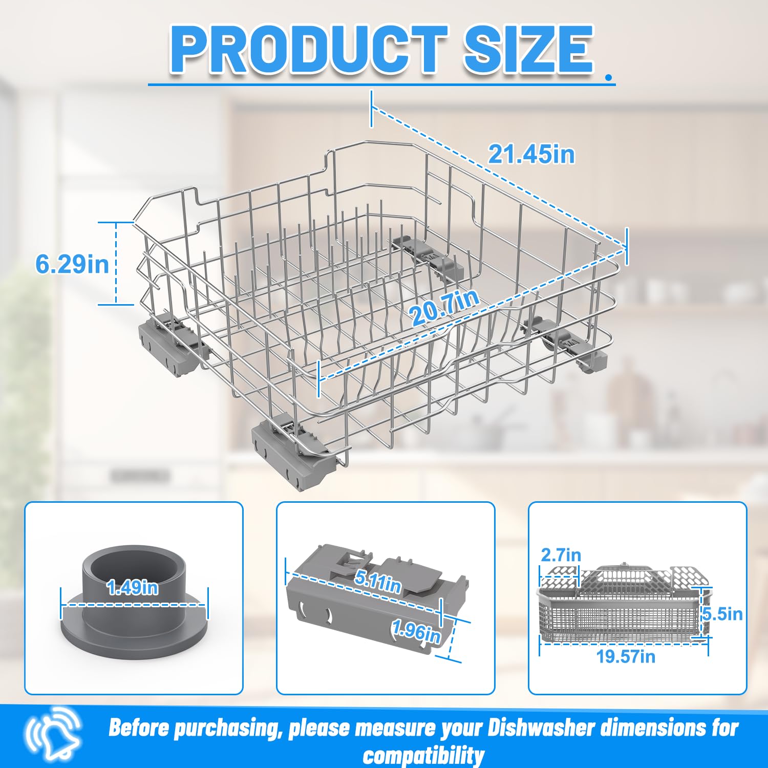 WD28X26099 Lower Rack for GE Dishwasher Rack Replacement,Stainless Steel - Image 7