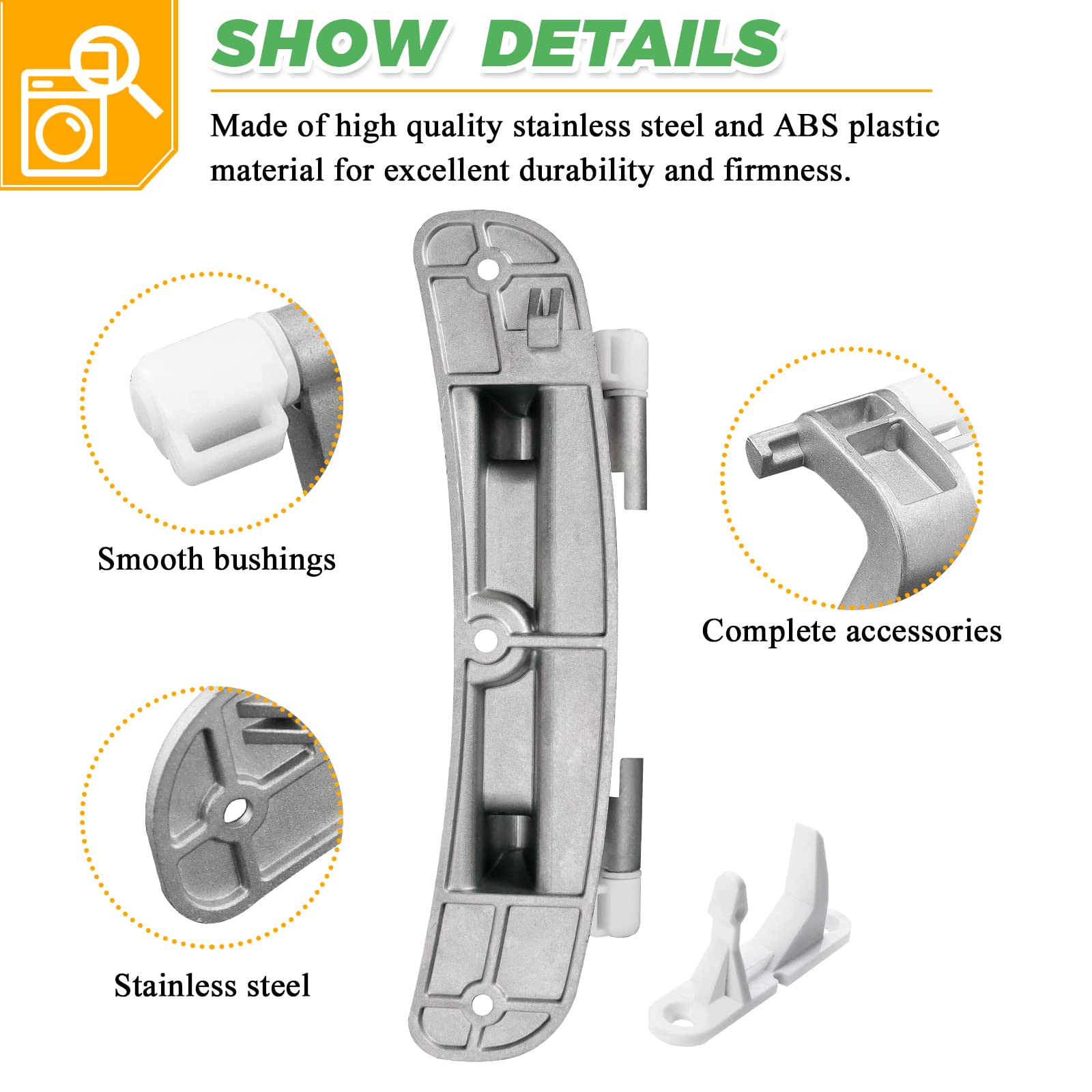 Upgraded 134550800 Affinity Washer Door Hinge with Bushings & 131763310 Door Striker Kit-Fit for Frigidaire Electrolux Kenmore Crosley Washing Machine-Replaces 1191162 AP3886714 PS1152380 by Techecook - Image 3