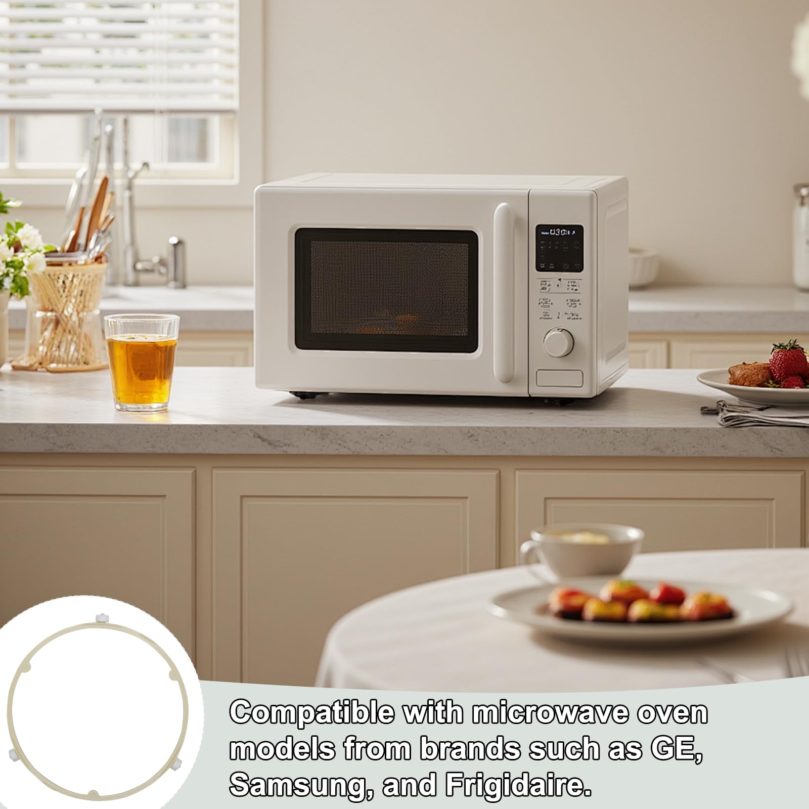8.5in Microwave Plate Replacement, Microwave Roller Ring Replacement Accessories Compatible with Ge Samsung Frigidaire Wb06x10625 Wb06x10818 De92-90495a 5304464115 5304509438 - Image 4