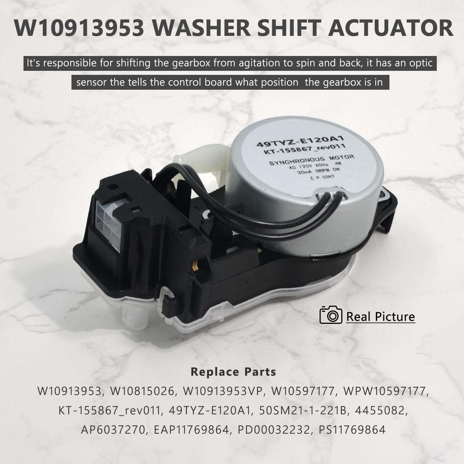 ZNTVW W10913953 W11481722 49tyz-e120a1 Washer Shifter Actuator - Image 5