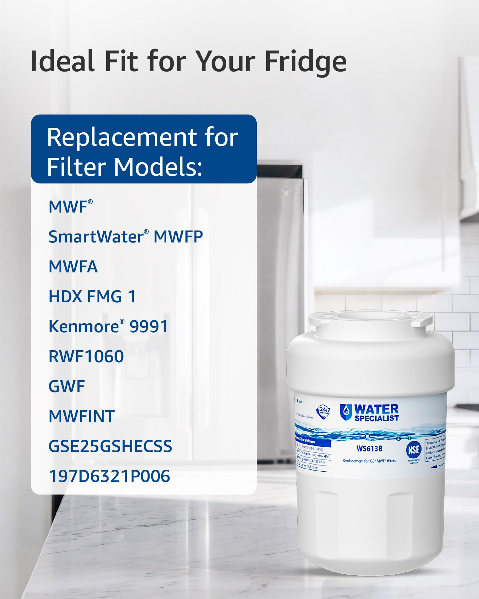 Waterspecialist WS613B Water Filter, Replacement for GE® MWF®, 3 Pack - Image 5