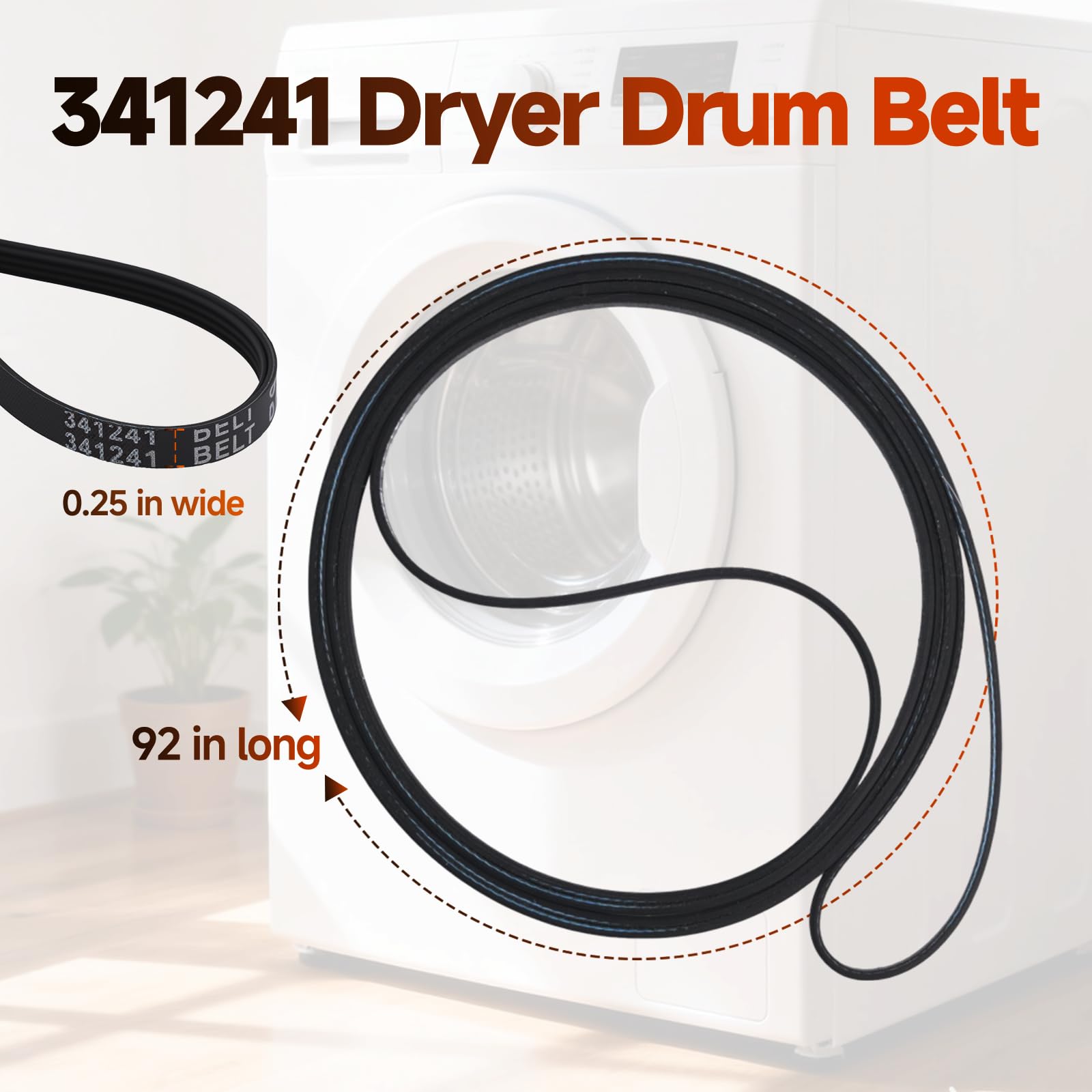 341241 Dryer Drum Belt for Whirlpool, Kenmore Dryer, Replaces PS346995 - Image 4