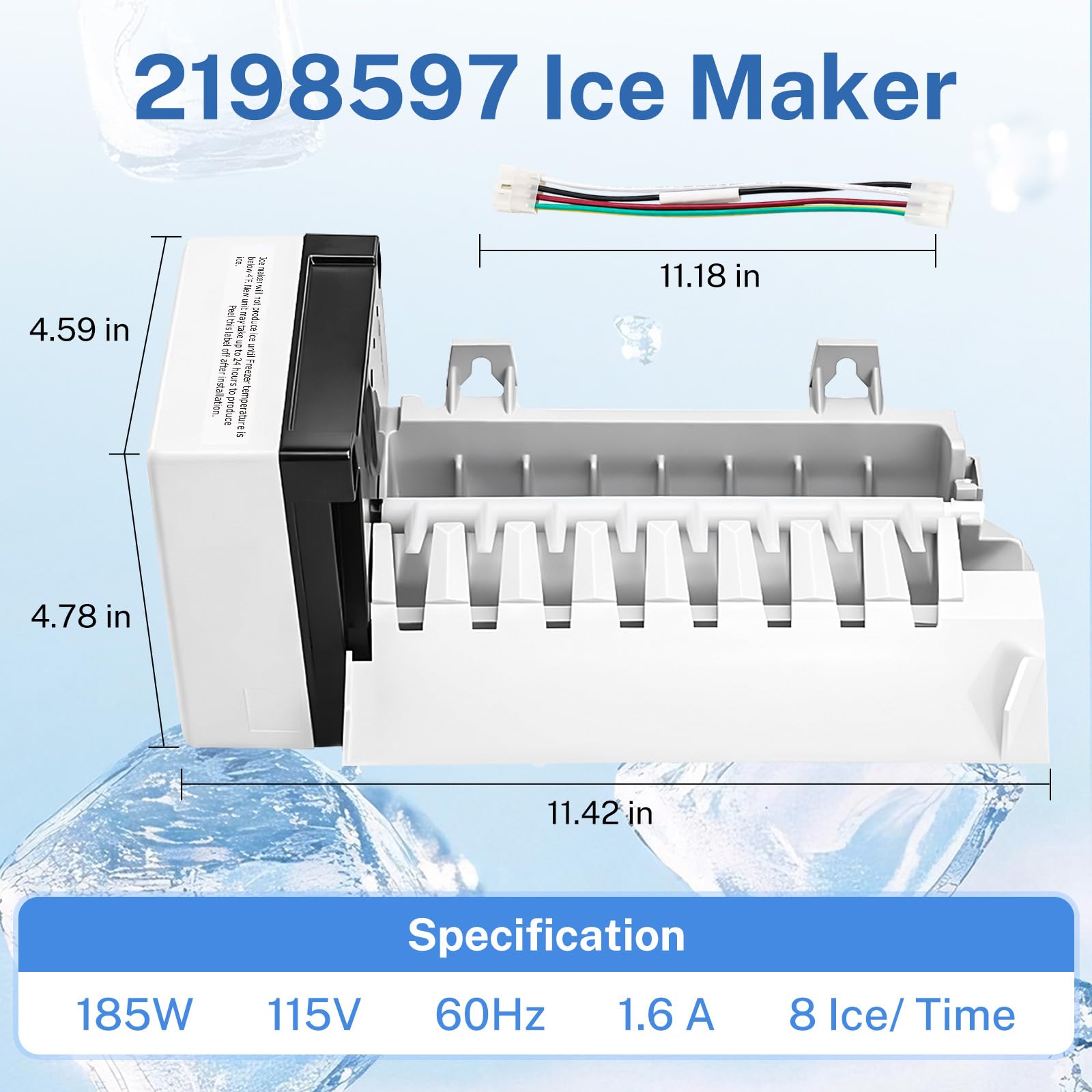 Nurfosttek 2198597 Ice Maker, 185W 115V 60Hz, Fit for Whirlpool, Maytag - Image 3