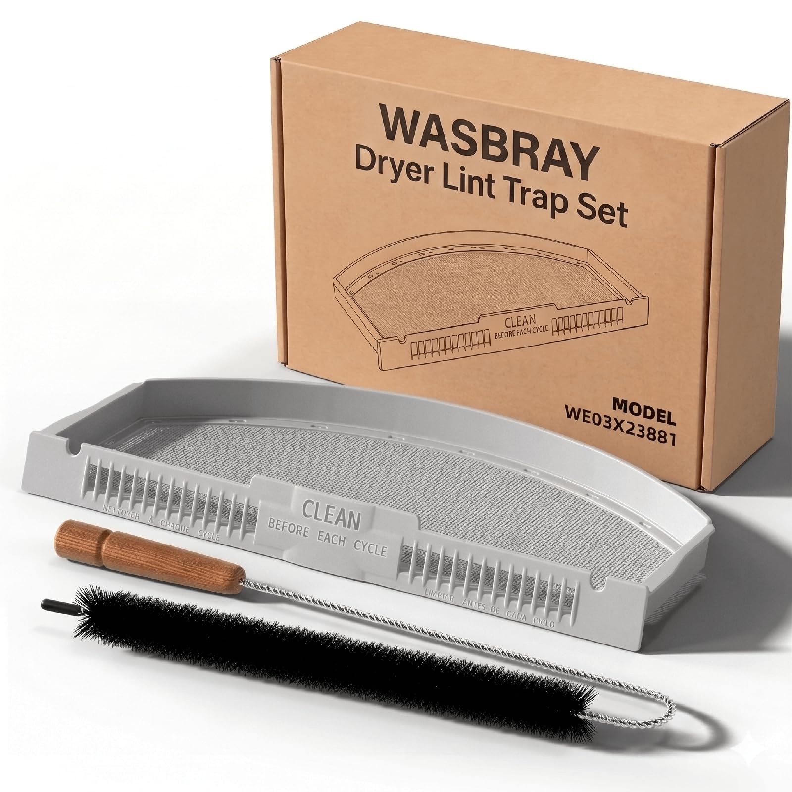 WE03X23881 Filter Replacement for GE Dryer Lint Trap Replacement with Cleaning Brush for GE Hotpoint GTD65EBSJ3WS GTD33EASK0WW GTD42EASJ2WW GTD42GASJ2WW GTD45EASJ2WS Replaces PS11763056 Trap Screen - Image 7