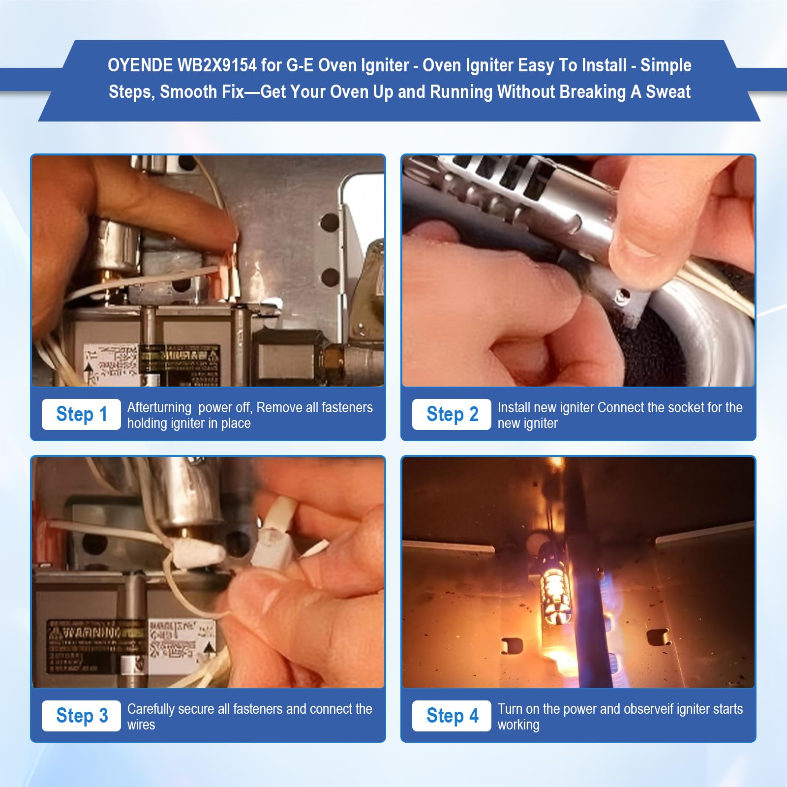 WB2X9154 Gas Range Oven Igniter for G-E XL44 Oven Igniter, for G-E Oven Igniter, Round for G-E Gas Oven Igniter Replacement WB13K10027 WB13K3 WB13K4 4342528 AP2014008 GR403 Etc,120V Model Specific. - Image 4