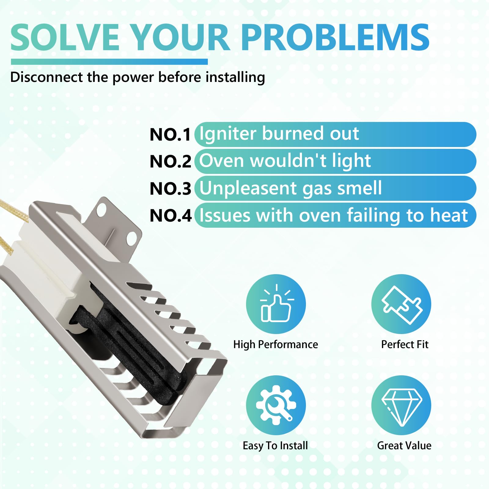 Upgraded DG94-00520A Gas Range Oven Igniter Fit for Sam-sung NX58H5600SS Nx58h9500WS Replacement for G-E Whirl-pool Hot-point 2692271 AP5577941 WB13K21 Norton 501a W10918546 Range Oven by BOGDA - Image 5