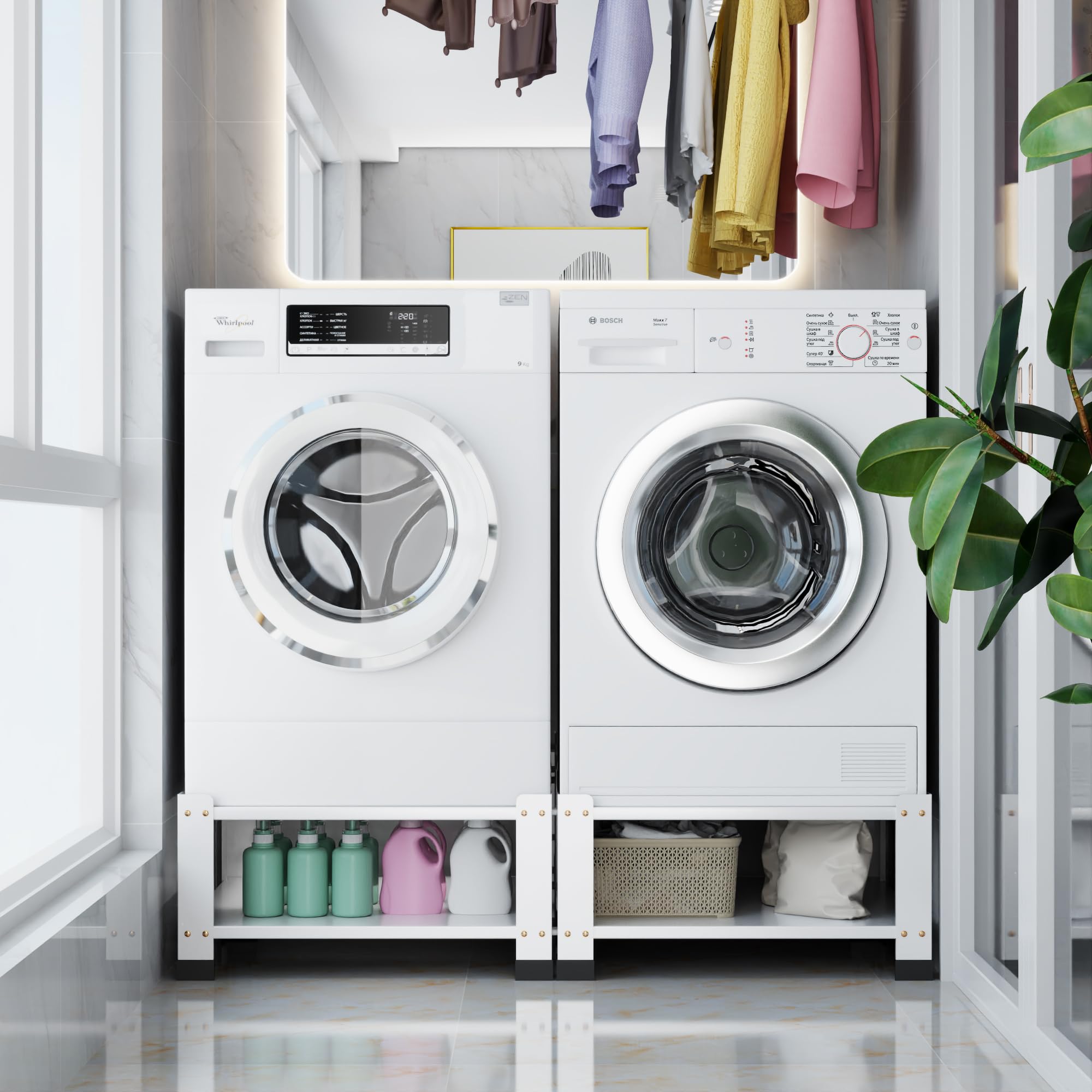 GangMei 2 Pack Washer and Dryer Pedestals Stand, 28" W, 14.37" H - Image 3