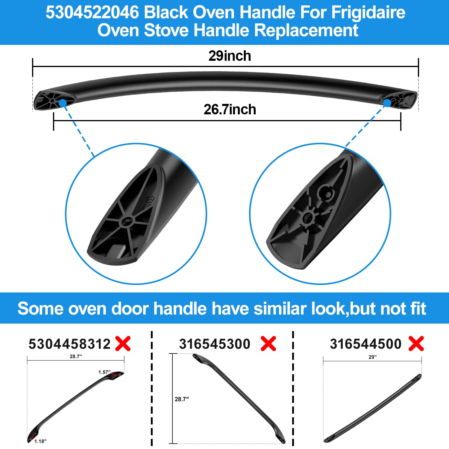5304522046 Oven Door Handle Replacement for Frigidaire Stove Handle Black - Image 4