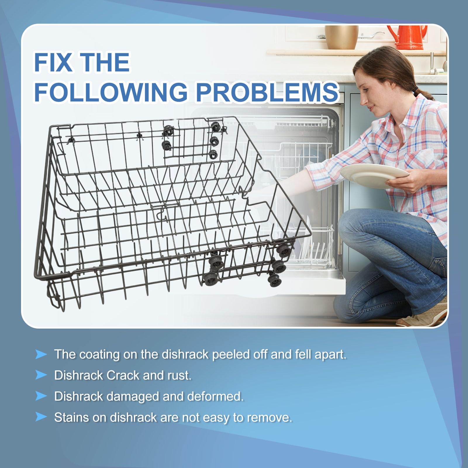 DD82-01385B A/S Middle Dishwasher Rack Replacement for Samsung DW80R2031US, DW80R2031UG, DW80N3030US, DW80N3030UB, DW80N3030UW, DW80M2020US Series– 21.6”x20.8” Upper/Center Dishrack Assembly - Image 3
