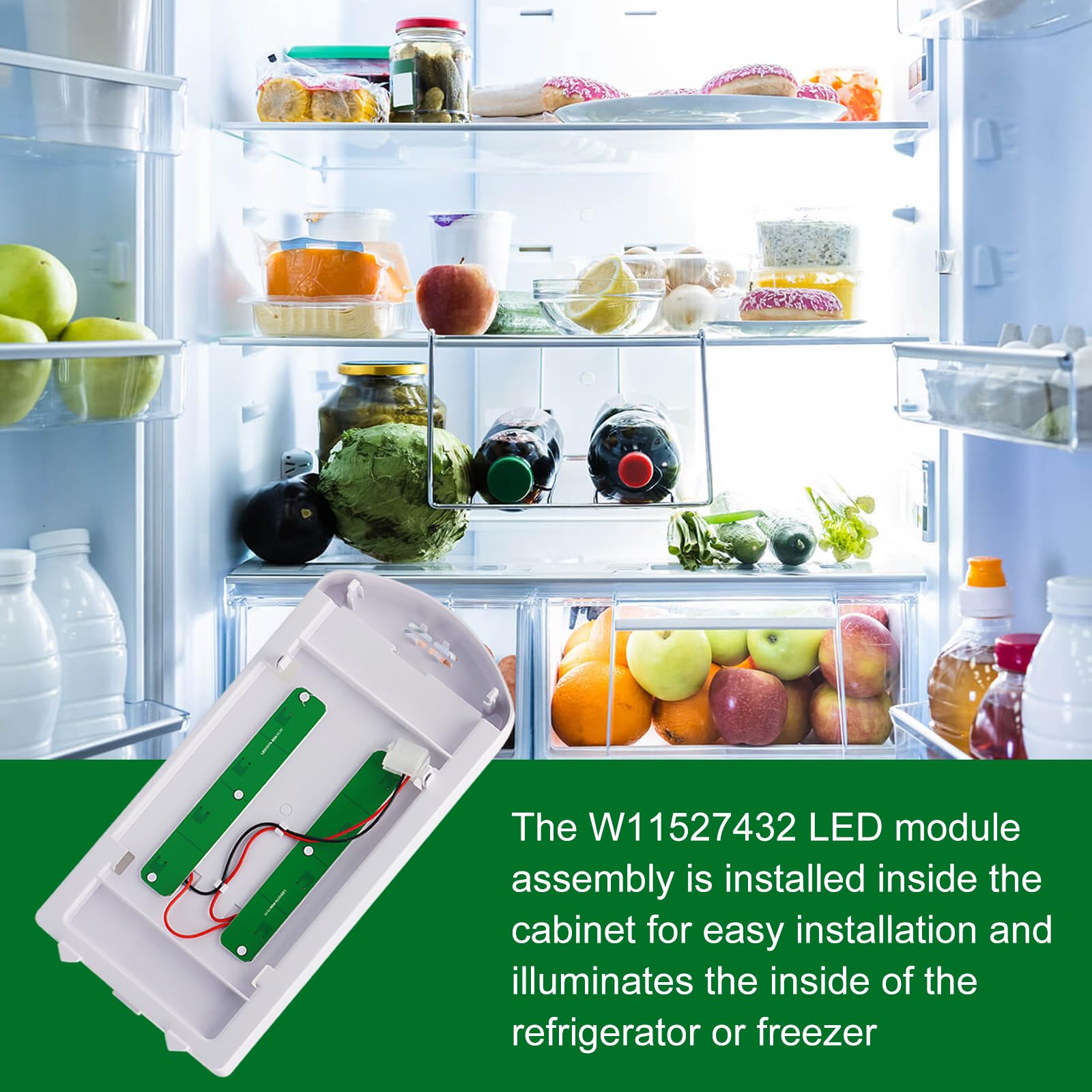 W11527432 Refrigerator Led Light Replacement Fit For Whirlpool Maytag Amana Fridge Light Module Replacement W11101384 W11333374 W11387579 W11042554 WRX735SDHZ02 WRX735SDHZ03 Light - Image 4