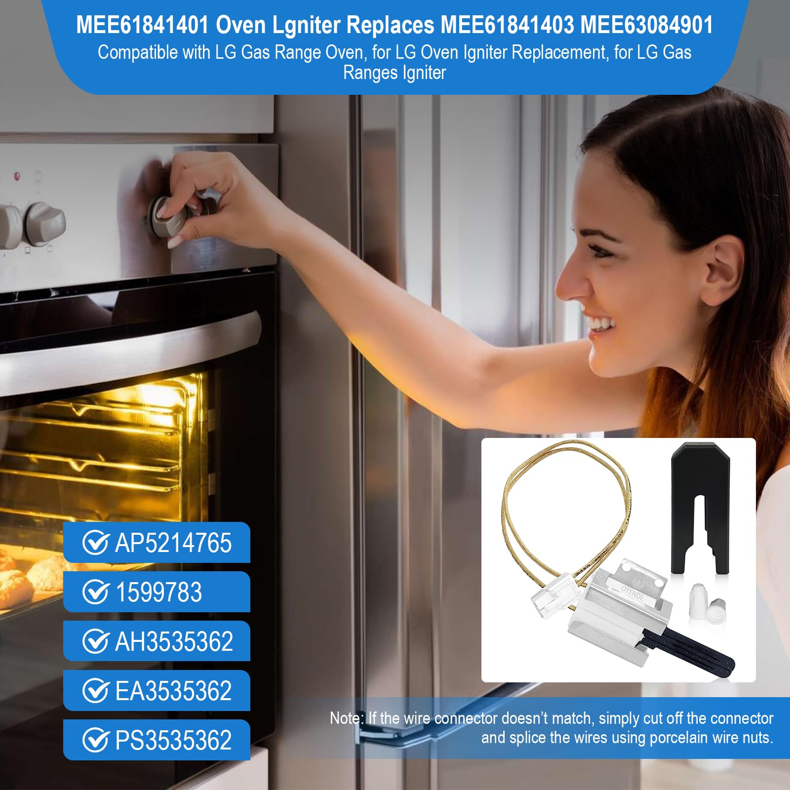 Upgrade MEE61841401 Gas Range Oven Igniter, for LG Oven Igniter Replacement(LRG, LSS, LDG, LSG, LTG), for LG Gas Ranges Igniter, Replaces MEE61841403 MEE63084901 Oven Igniter for Gas Stove. - Image 3