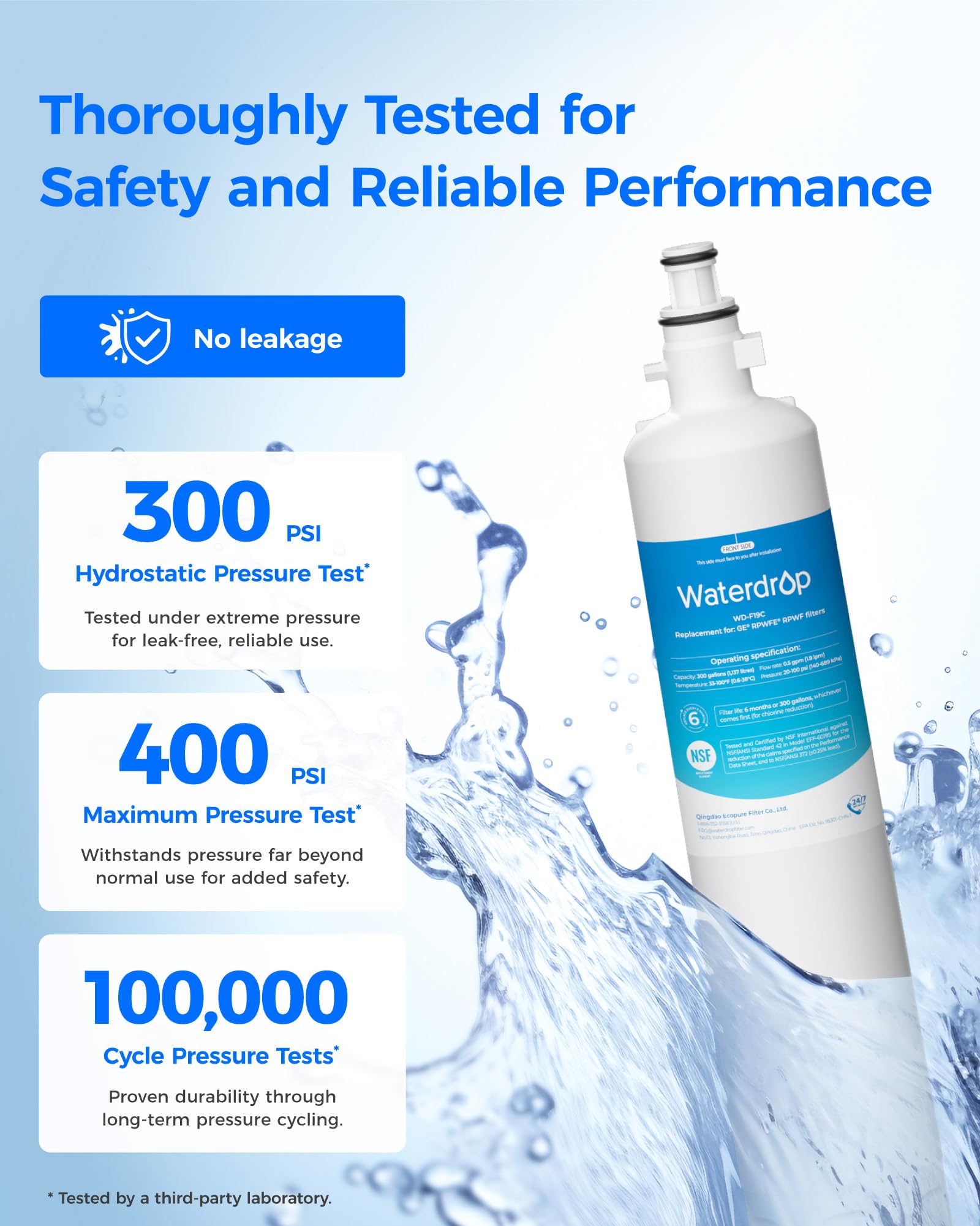 Waterdrop WD-F19C Water Filter Replacement for GE® RPWFE®, 3 Pack - Image 7