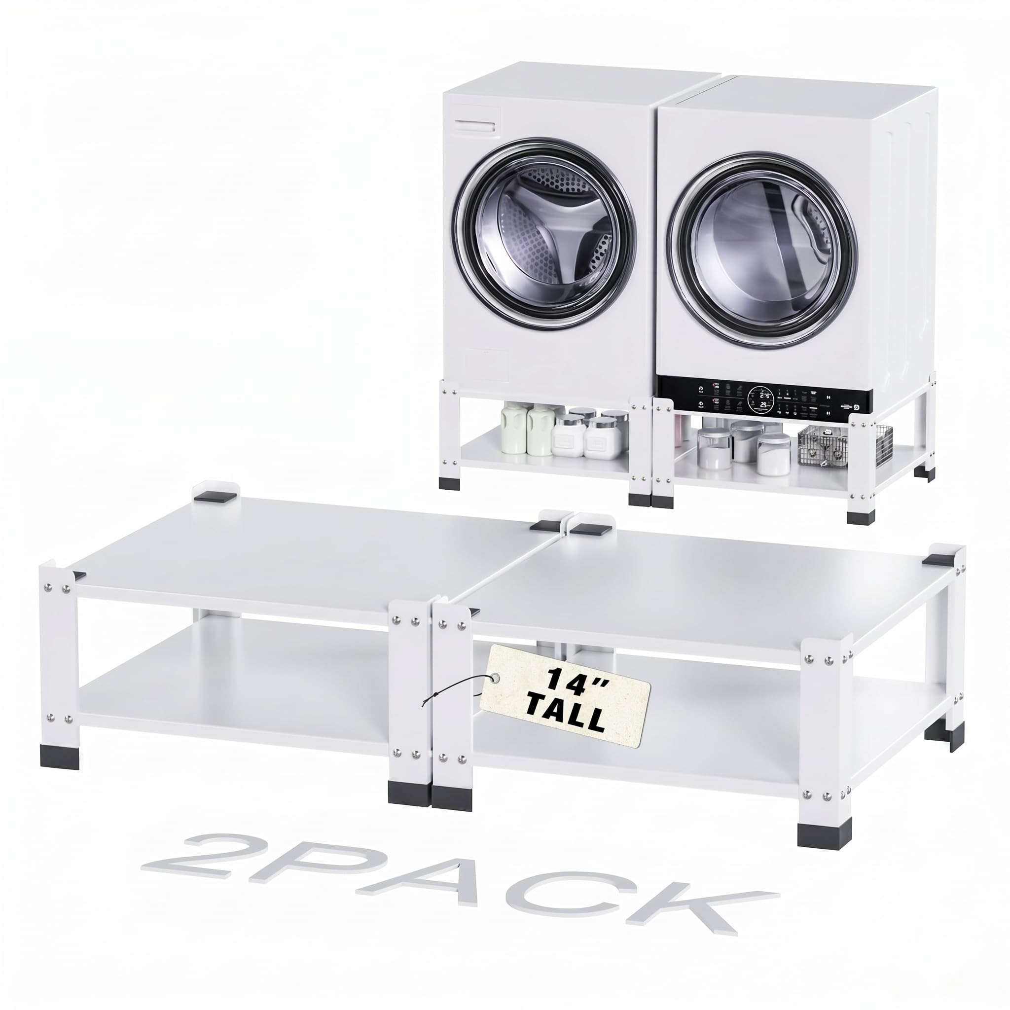 GangMei 2 Pack Washer and Dryer Pedestals Stand, 28" W, 14.37" H