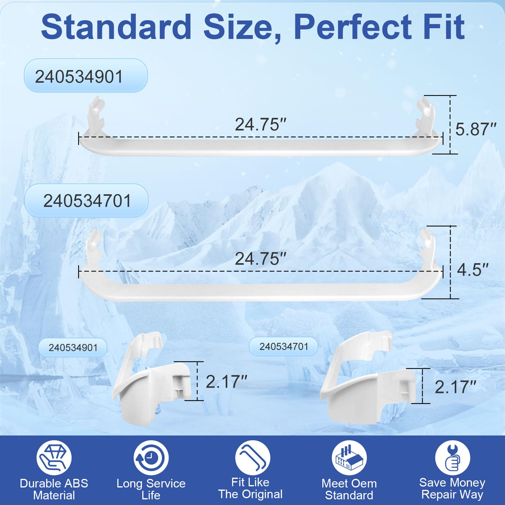 UPGRADED 240534701 x1 & 240534901 x2 Refrigerator Door Shelf Retainer Bar - Image 3