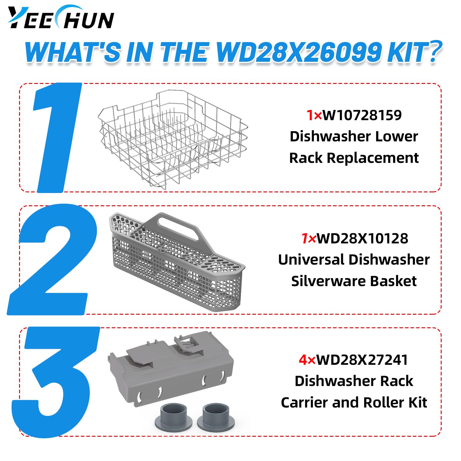 WD28X26099 Lower Rack for GE Dishwasher Rack Replacement,Stainless Steel - Image 5