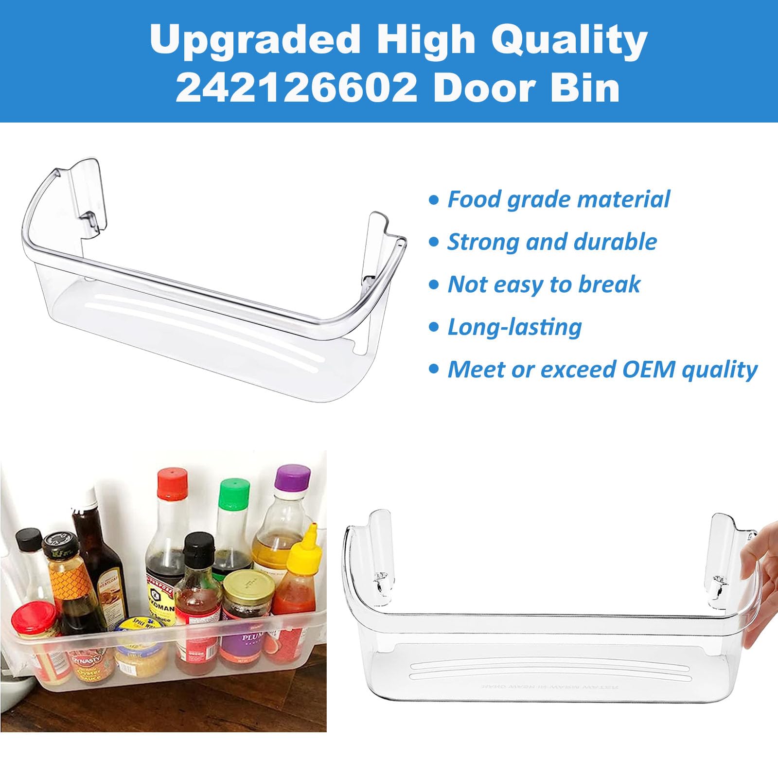 2 Pack UPGRADED 242126602 Refrigerator Door Bin Shelf Replacement for Frigidaire Electrolux Refrigerator Door Shelf Bin Bottom 2 Shelves - Side Shelf Rack Parts AP6278233 PS12364199 4547407 - Image 7